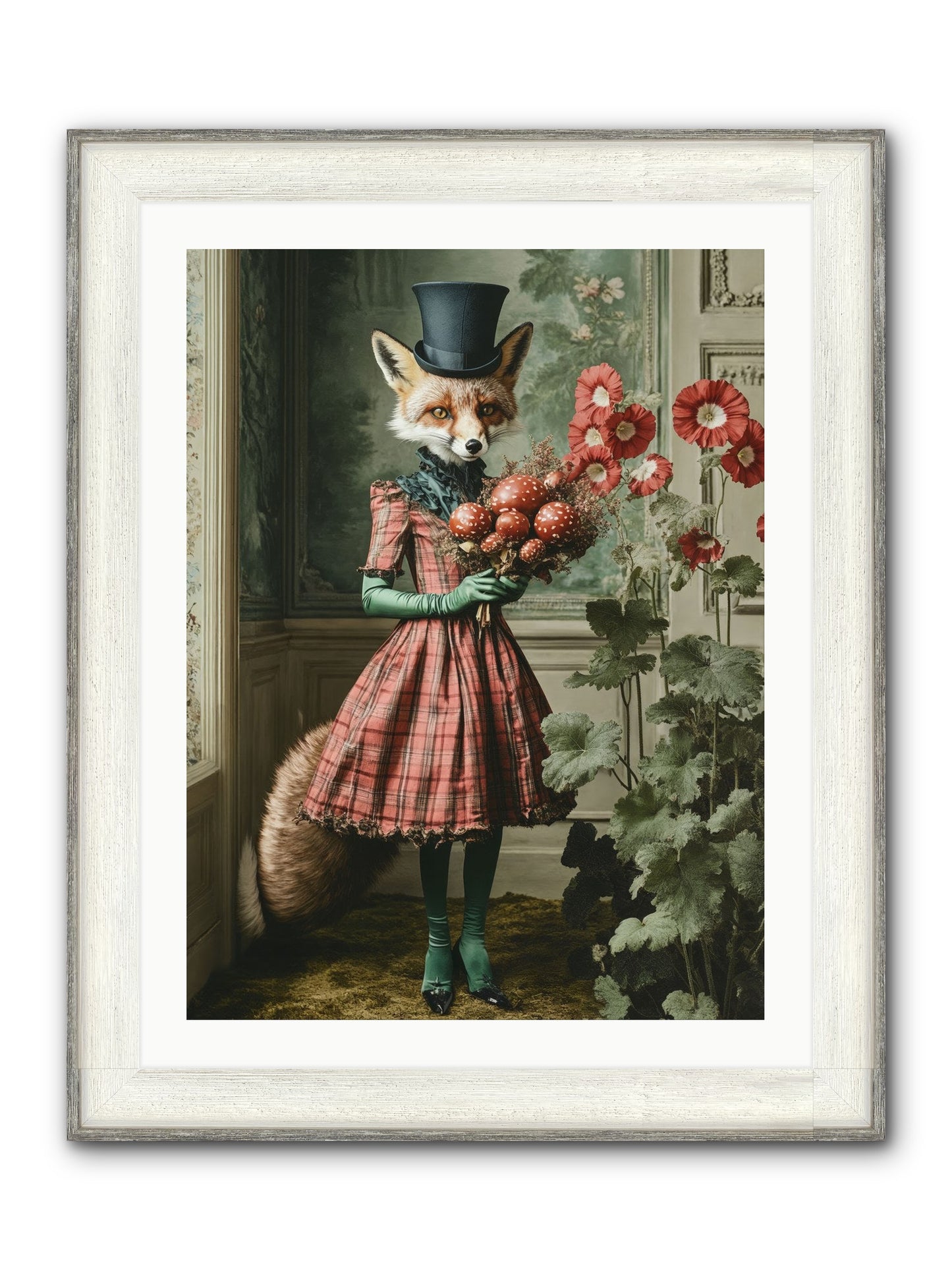 Among Wild Blooms Framed Print - Driftwood White 24x32