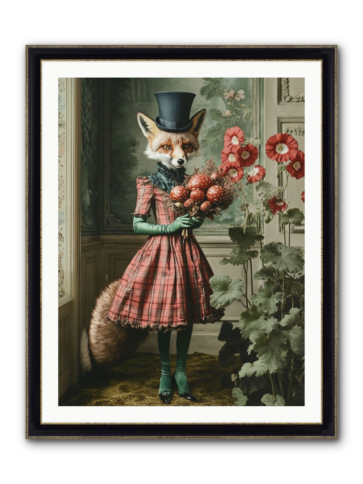 Among Wild Blooms Framed Print - Black & Gold 30x40