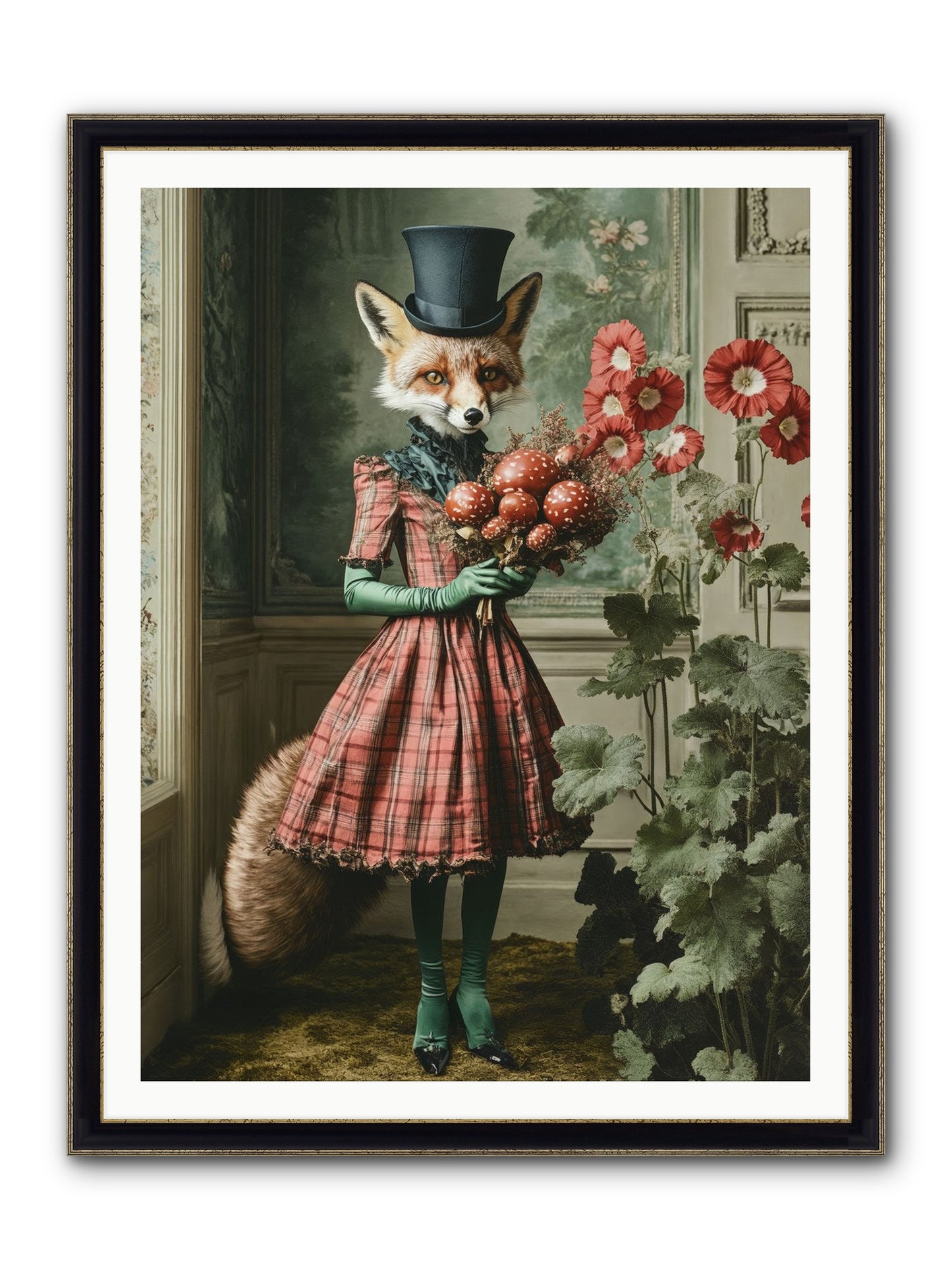 Among Wild Blooms Framed Print - Black & Gold 36x48