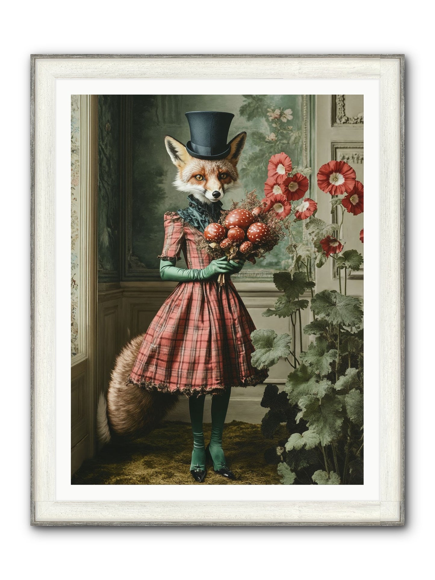 Among Wild Blooms Framed Print - Driftwood White 36x48