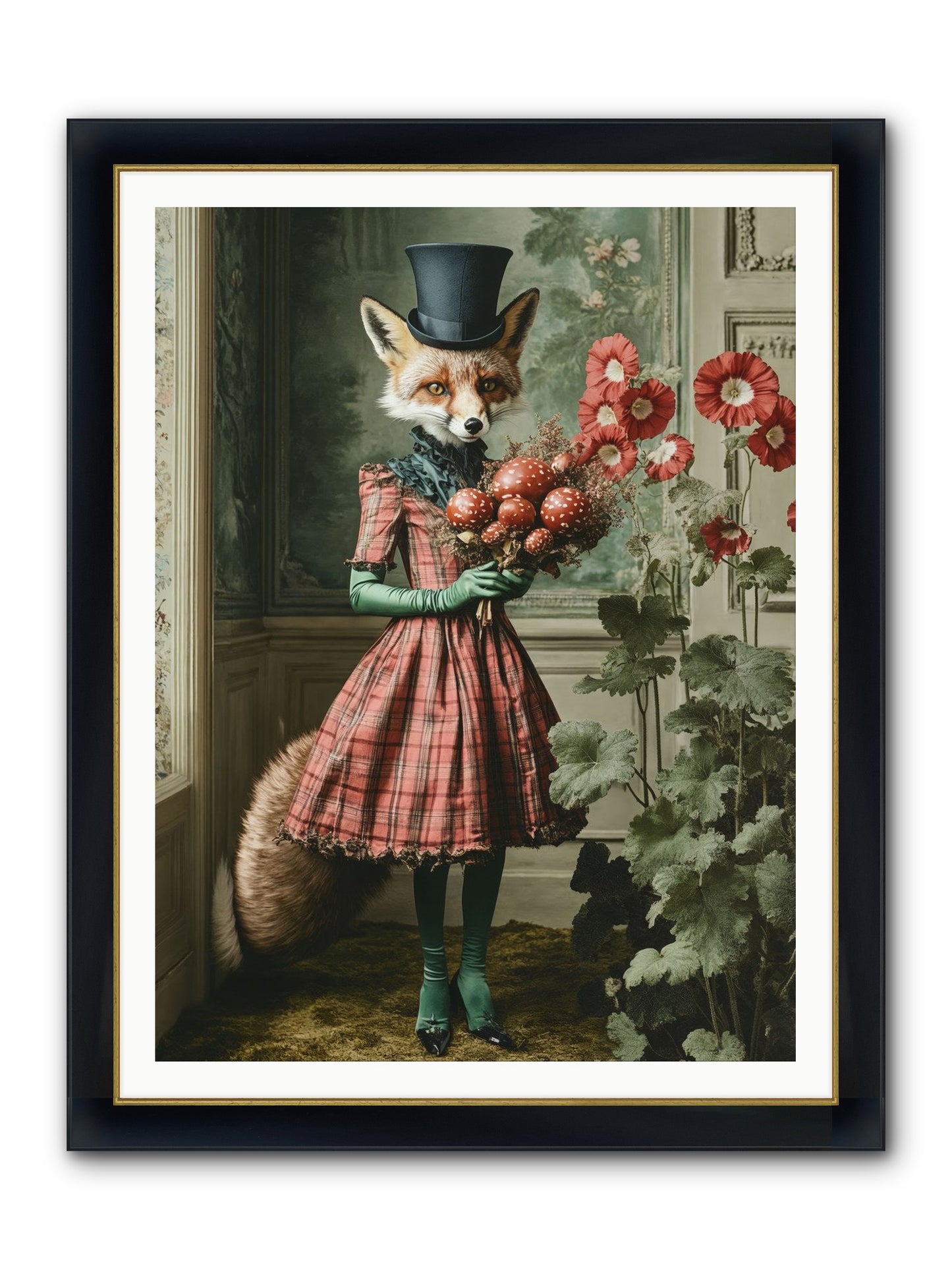 Among Wild Blooms Framed Print - Wide Black w/Gold 36x48