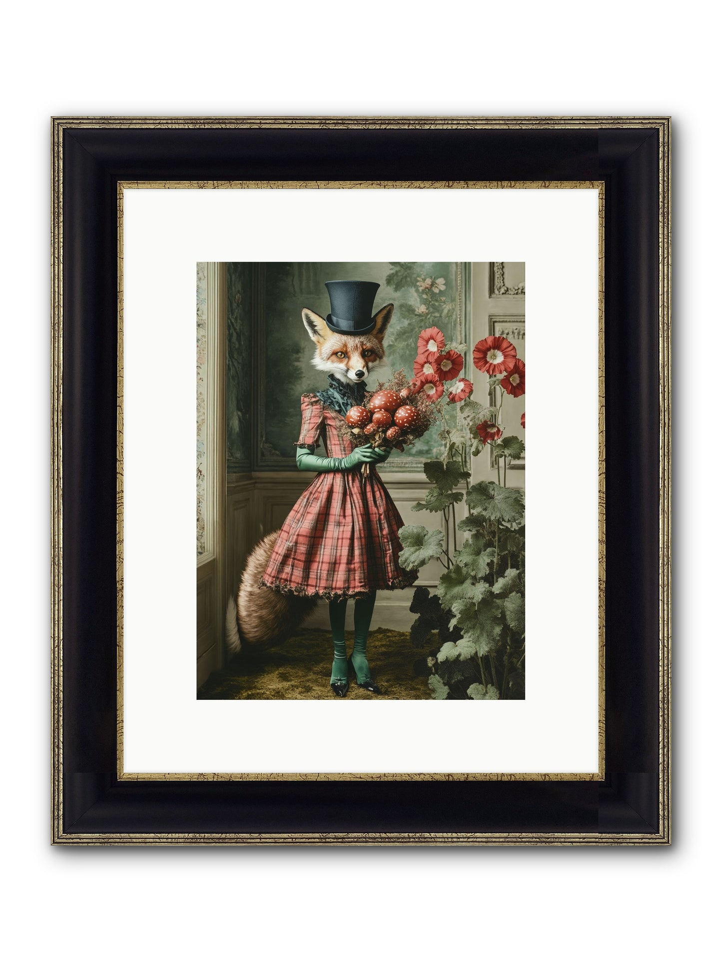 Among Wild Blooms Framed Print - Black & Gold 9x12