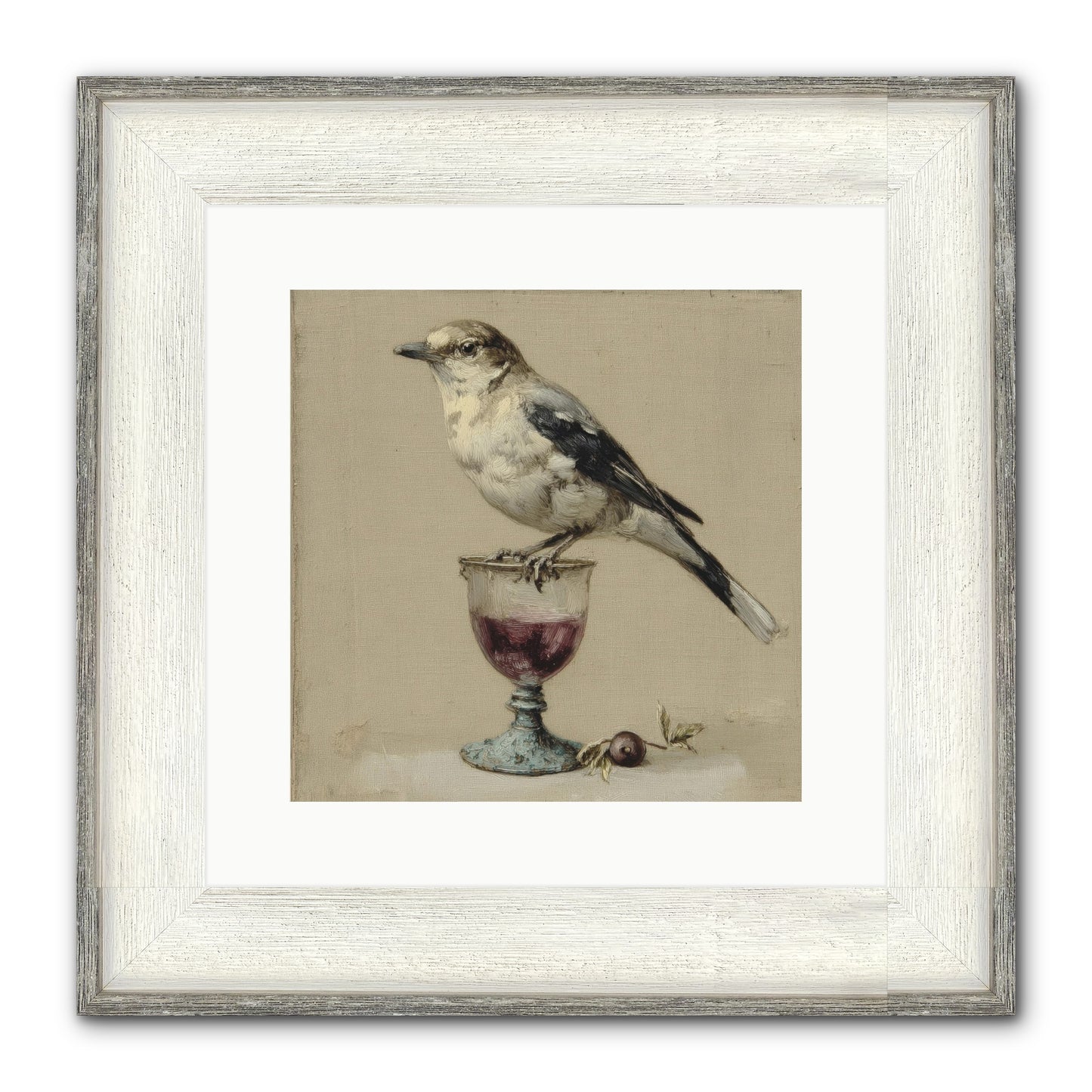 An Affair In Periwinkle Ink Framed Print - Driftwood White 12x12