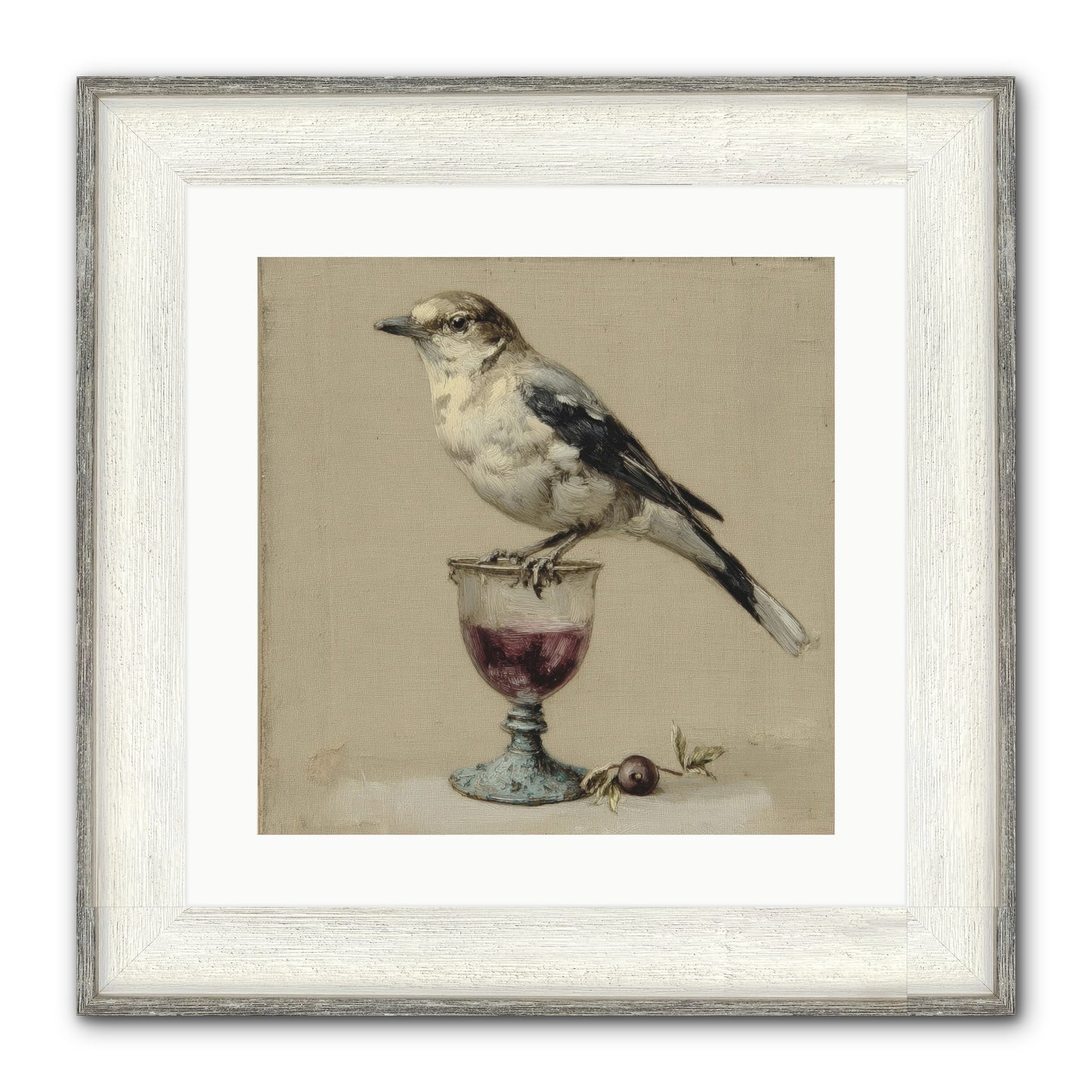 An Affair In Periwinkle Ink Framed Print - Driftwood White 16x16