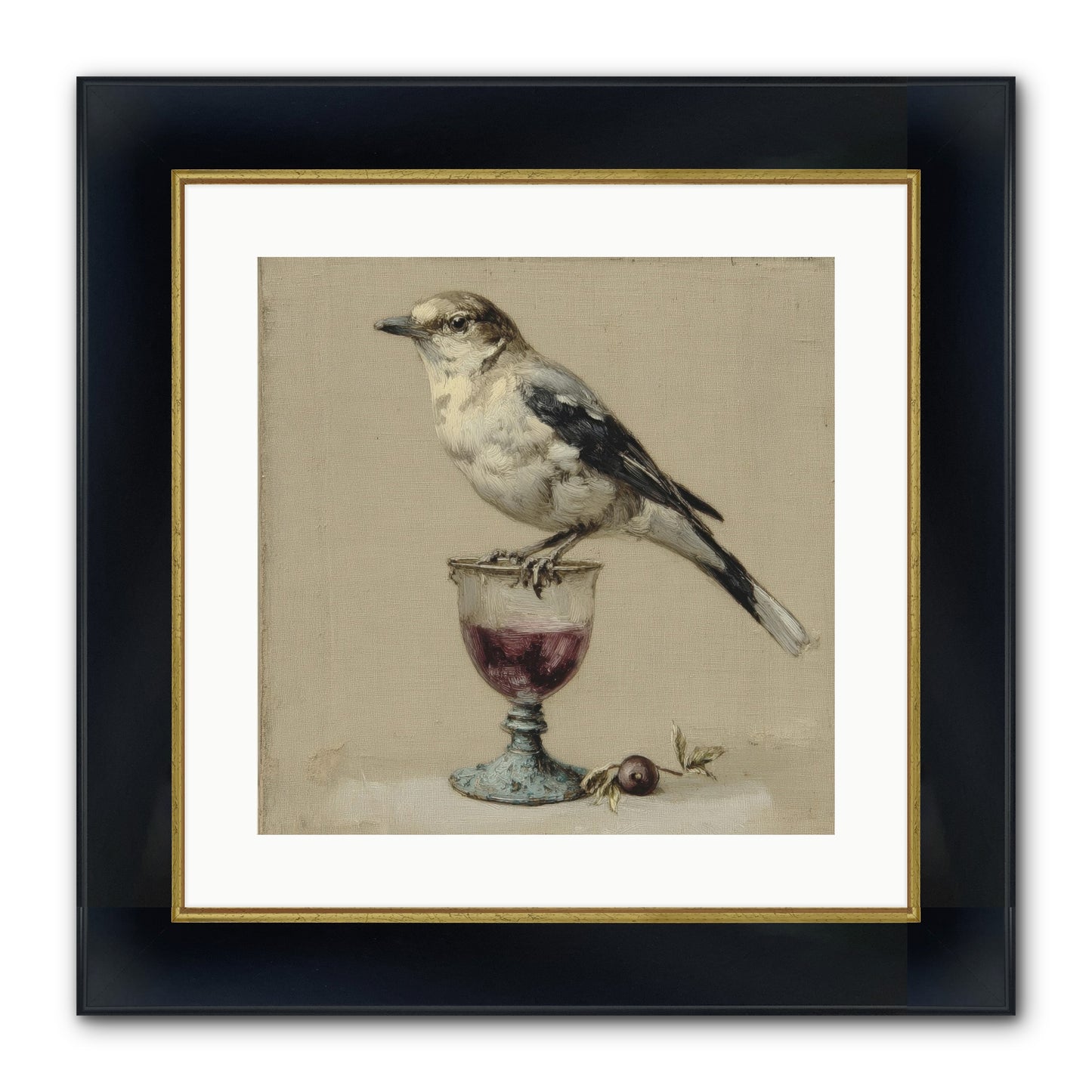An Affair In Periwinkle Ink Framed Print - Wide Black w/Gold 16x16