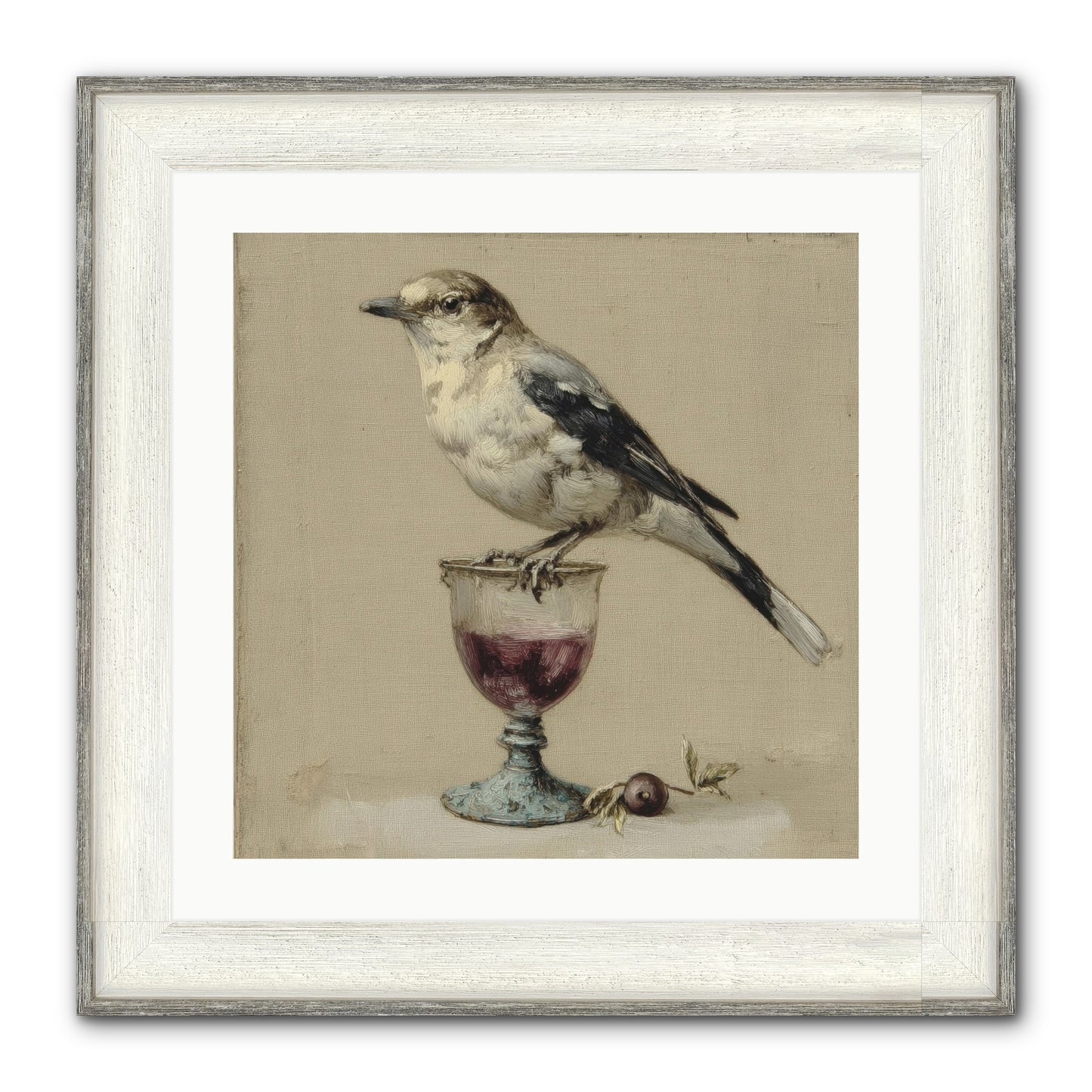 An Affair In Periwinkle Ink Framed Print - Driftwood White 20x20