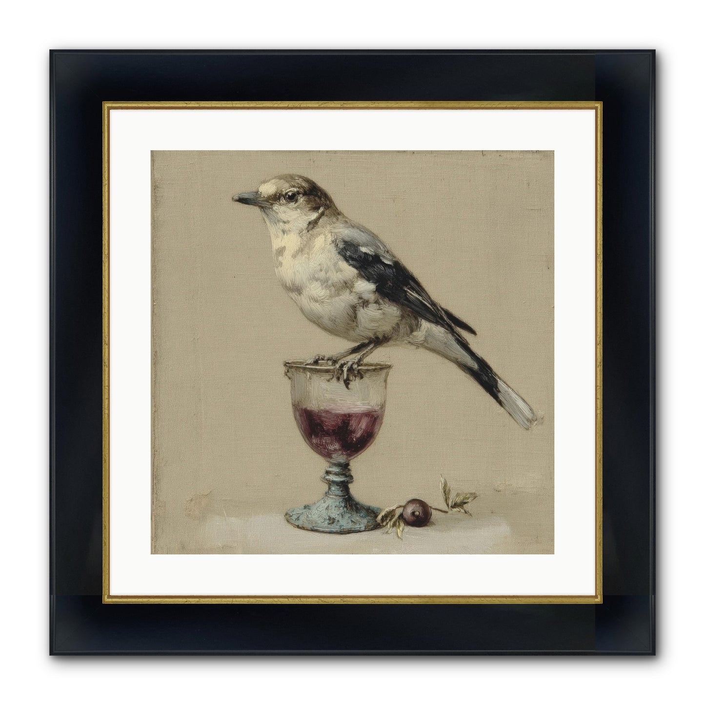 An Affair In Periwinkle Ink Framed Print - Wide Black w/Gold 20x20