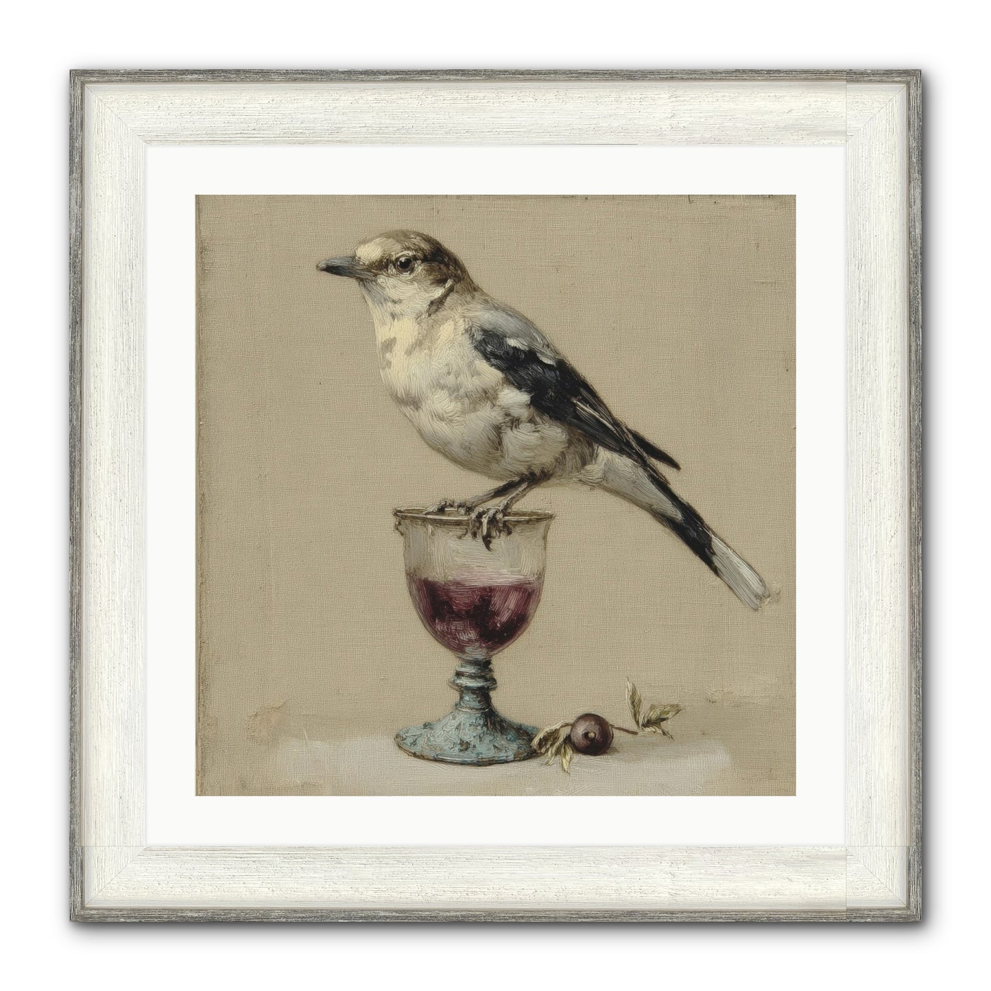 An Affair In Periwinkle Ink Framed Print - Driftwood White 24x24