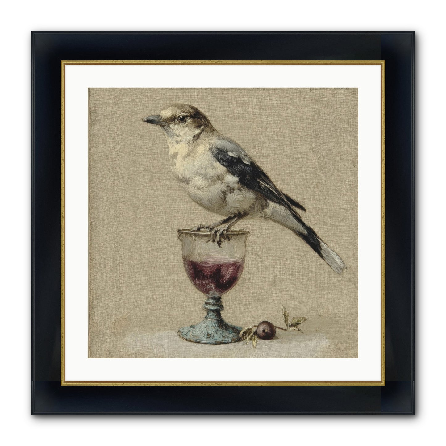 An Affair In Periwinkle Ink Framed Print - Wide Black w/Gold 24x24