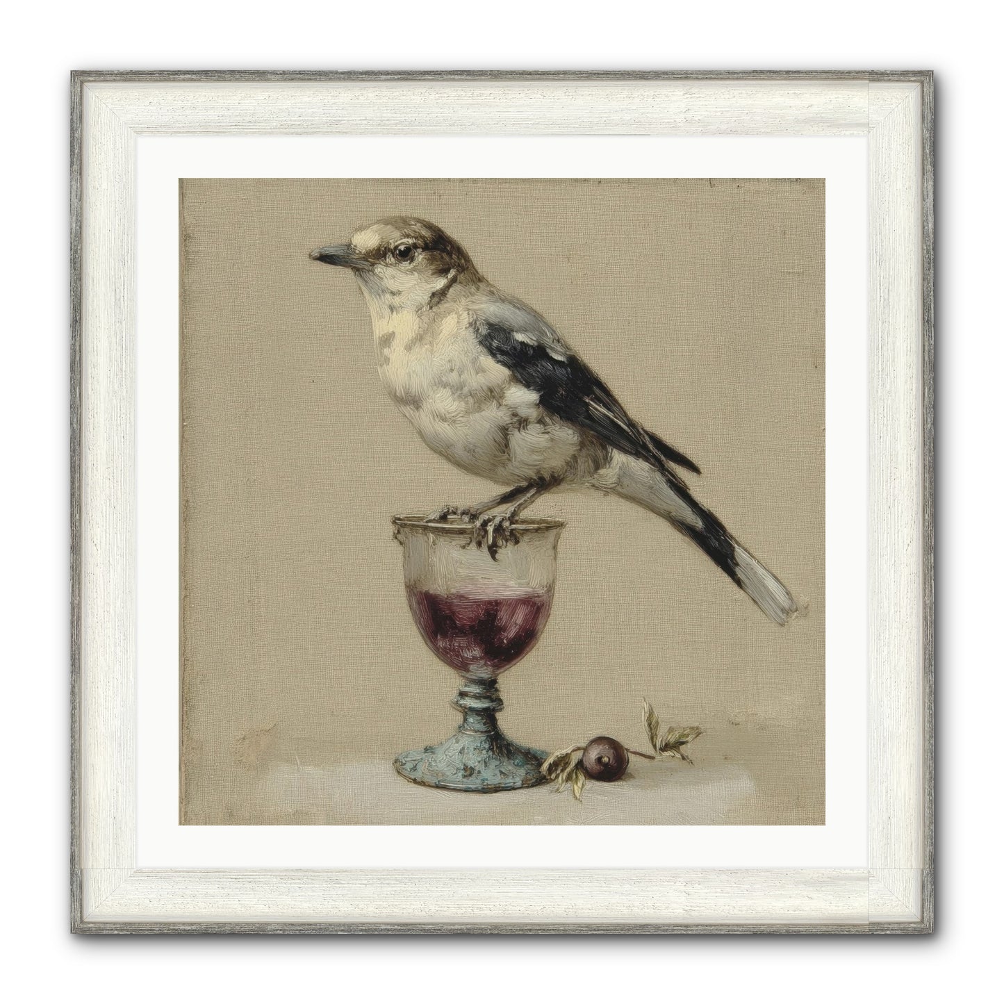 An Affair In Periwinkle Ink Framed Print - Driftwood White 30x30