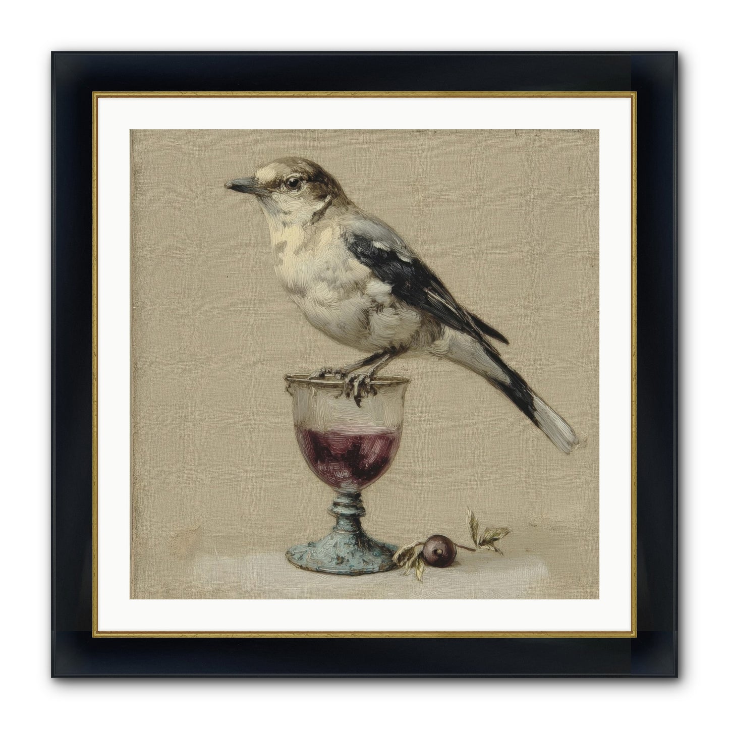 An Affair In Periwinkle Ink Framed Print - Wide Black w/Gold 30x30