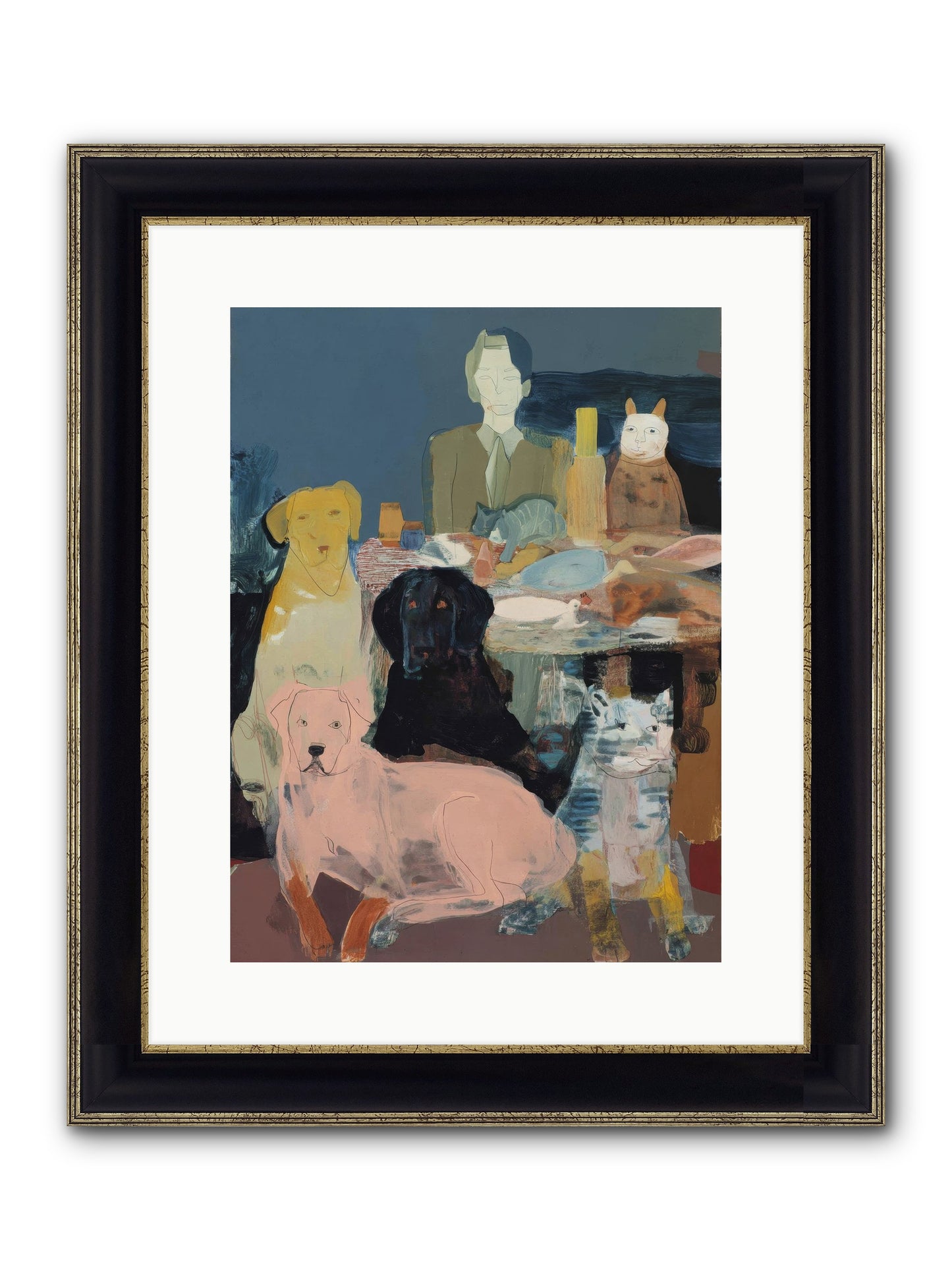 Anchored Framed Print - Black & Gold 12x16