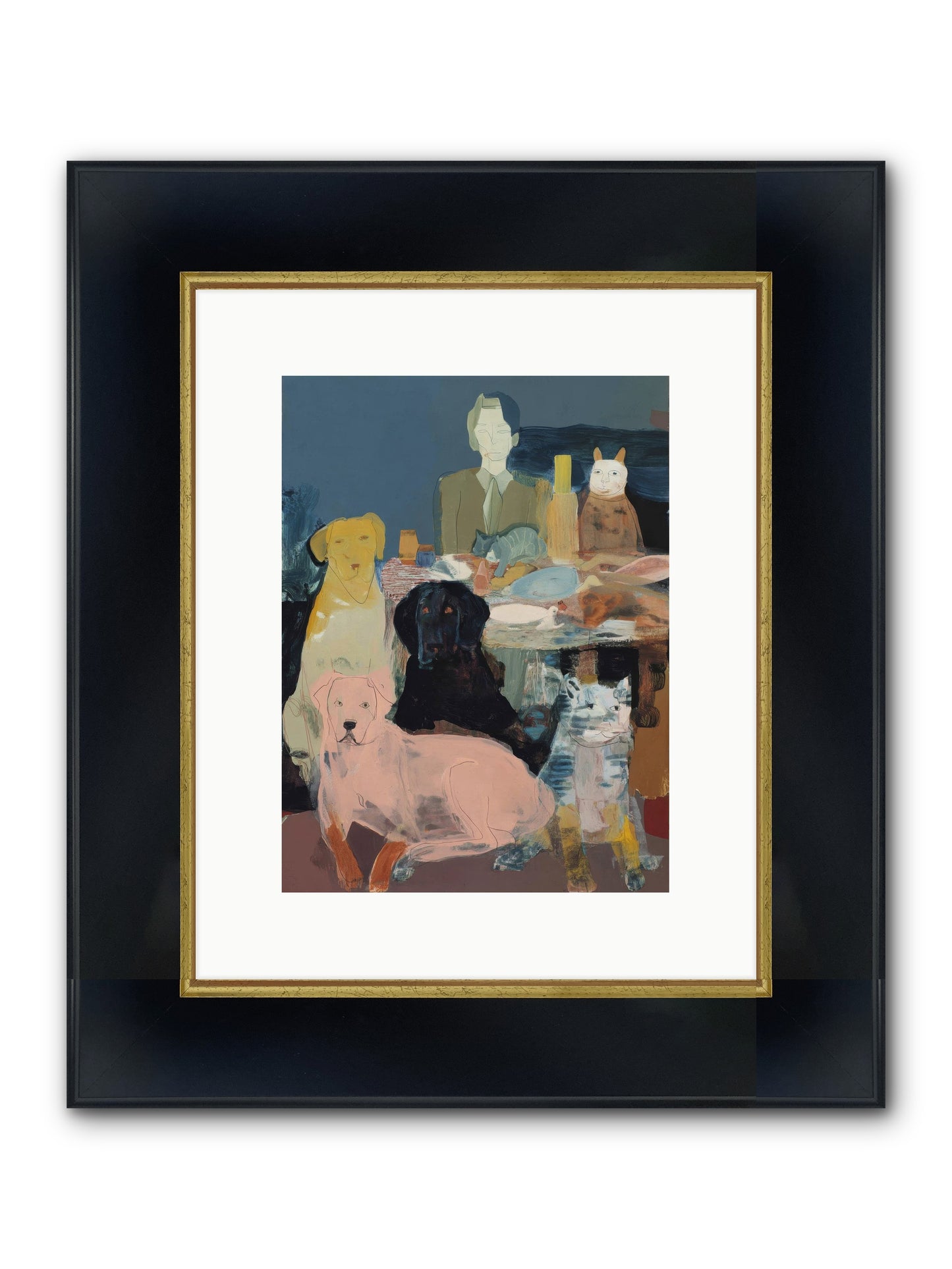 Anchored Framed Print - Wide Black w/Gold 9x12