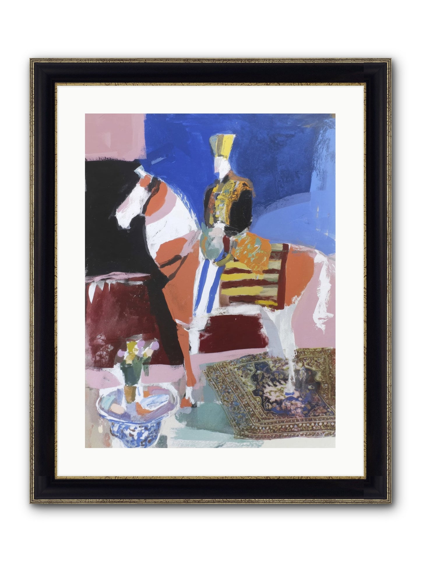 Ancient Equestrian Framed Print - Black & Gold 18x24