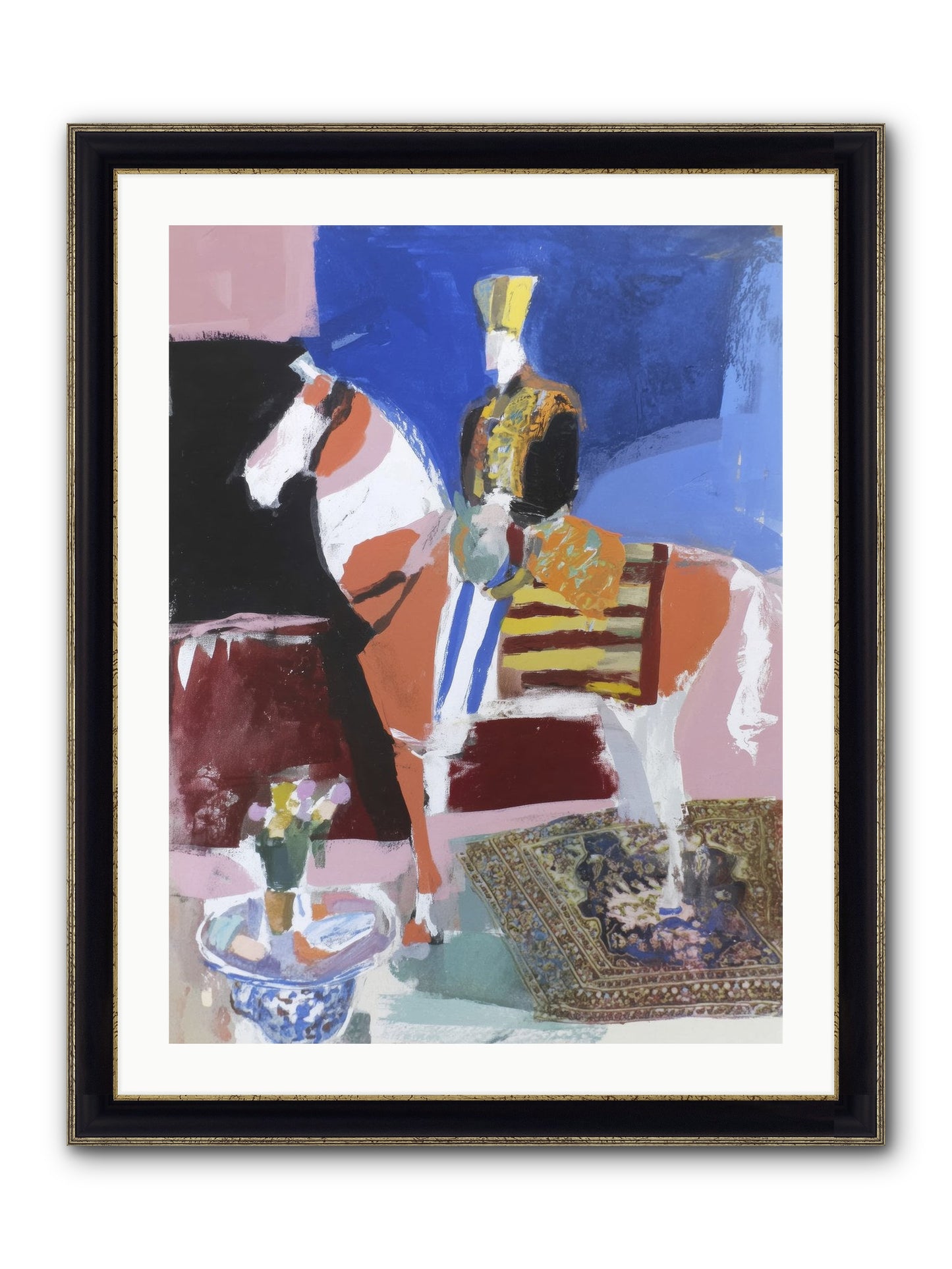 Ancient Equestrian Framed Print - Black & Gold 24x32