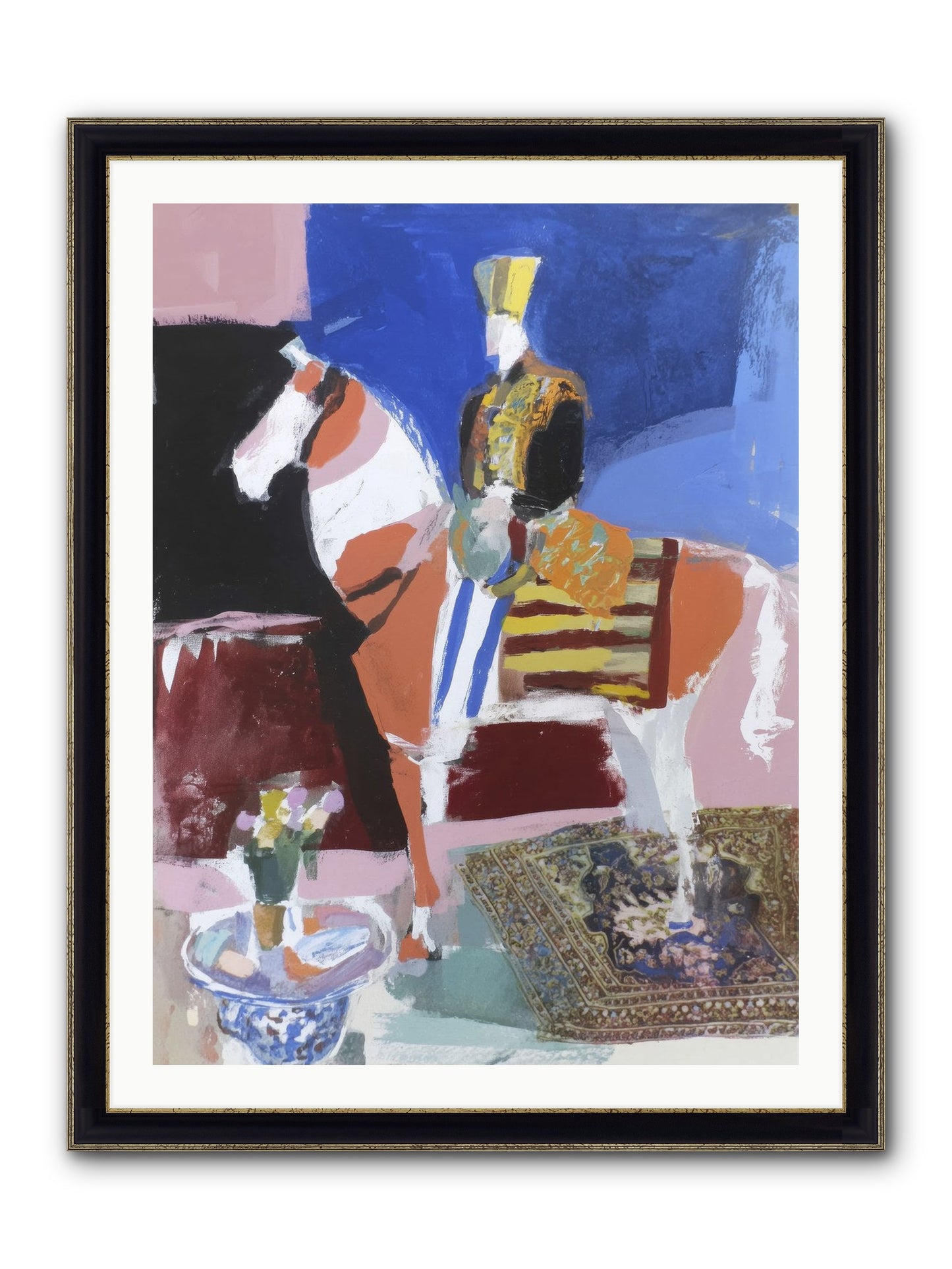 Ancient Equestrian Framed Print - Black & Gold 30x40