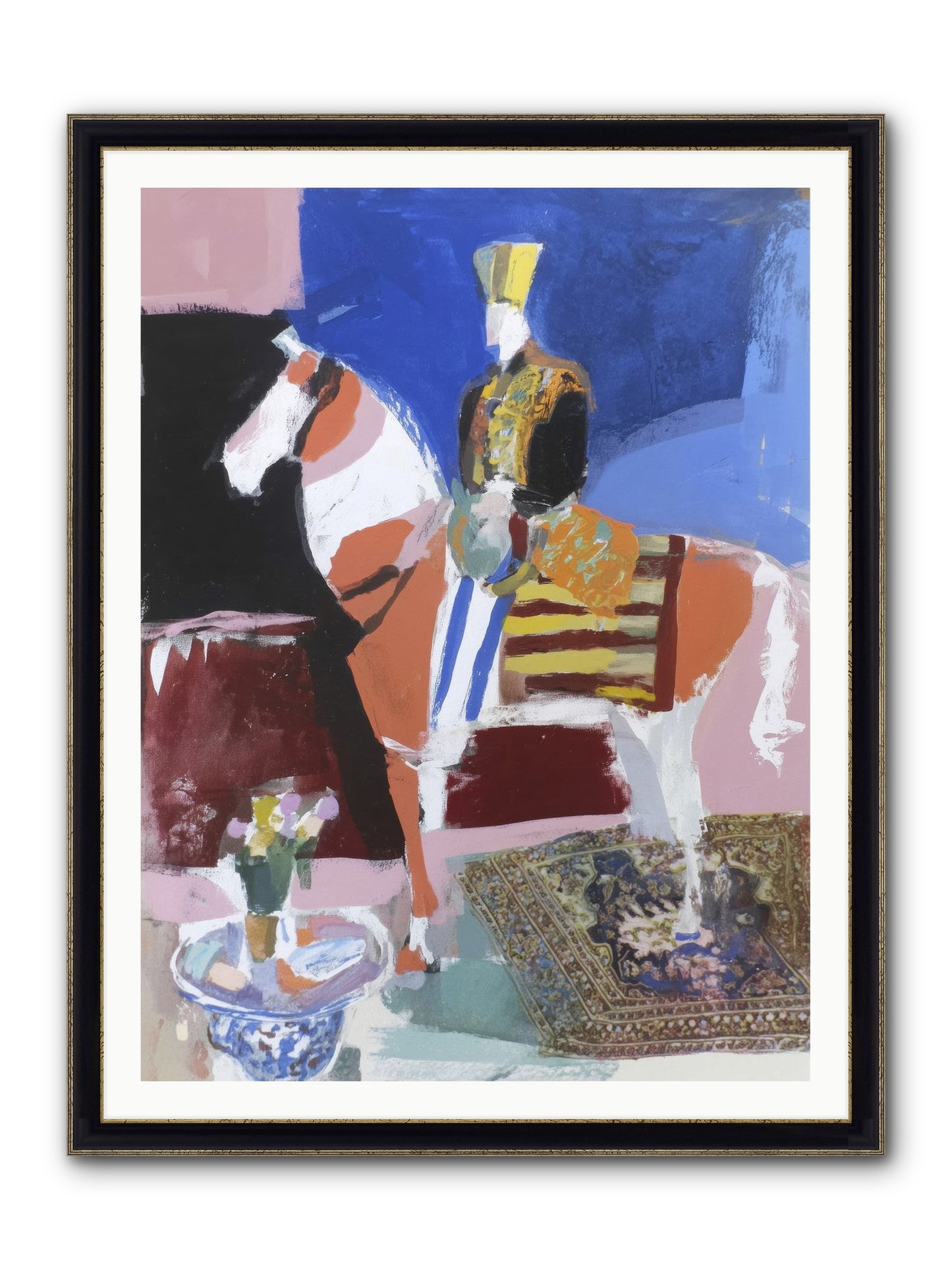 Ancient Equestrian Framed Print - Black & Gold 36x48