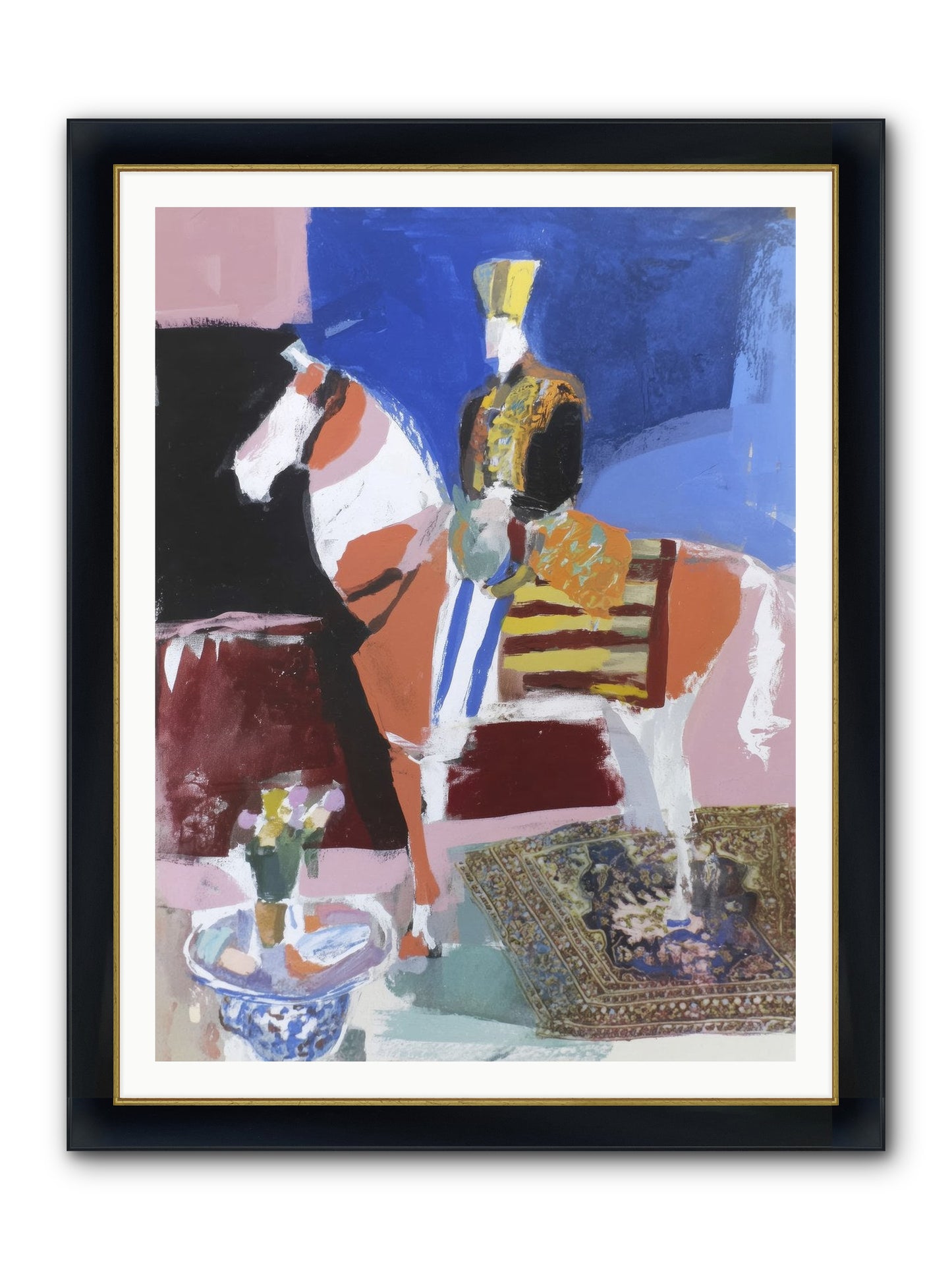 Ancient Equestrian Framed Print - Wide Black w/Gold 36x48
