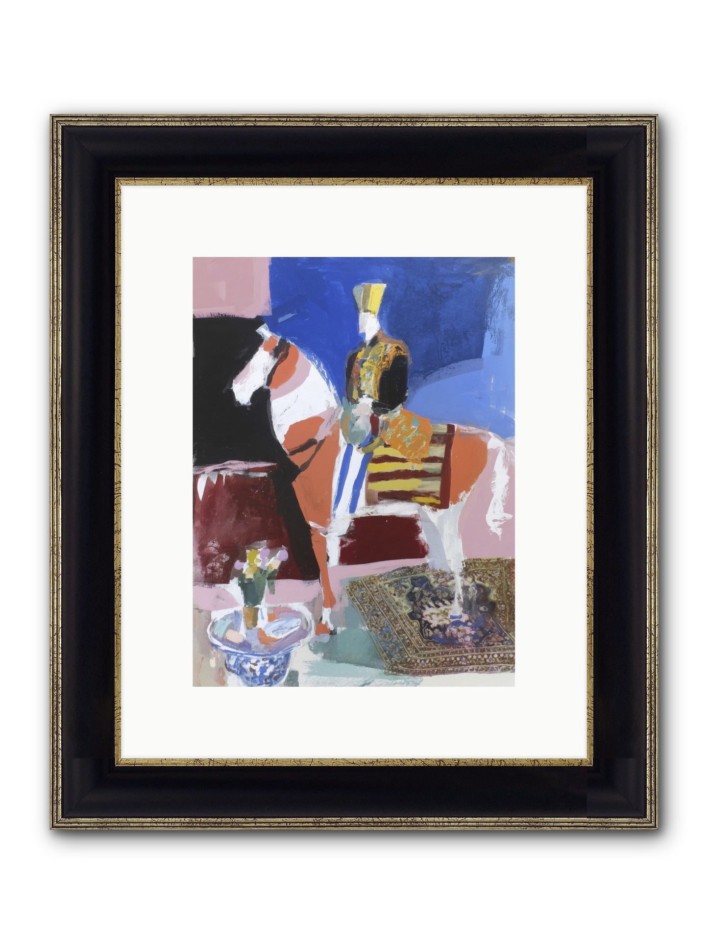 Ancient Equestrian Framed Print - Black & Gold 9x12