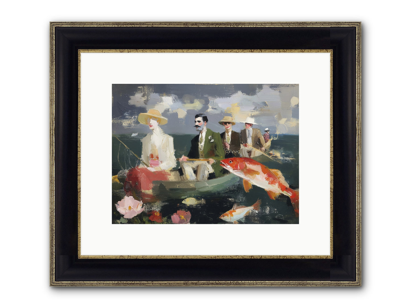 Angler's Aspirations Framed Print - Black & Gold 12x9