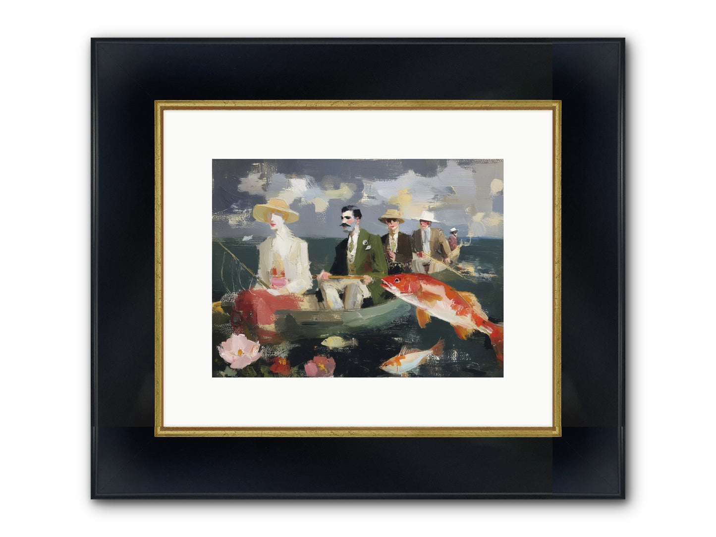 Angler's Aspirations Framed Print - Wide Black w/Gold 12x9