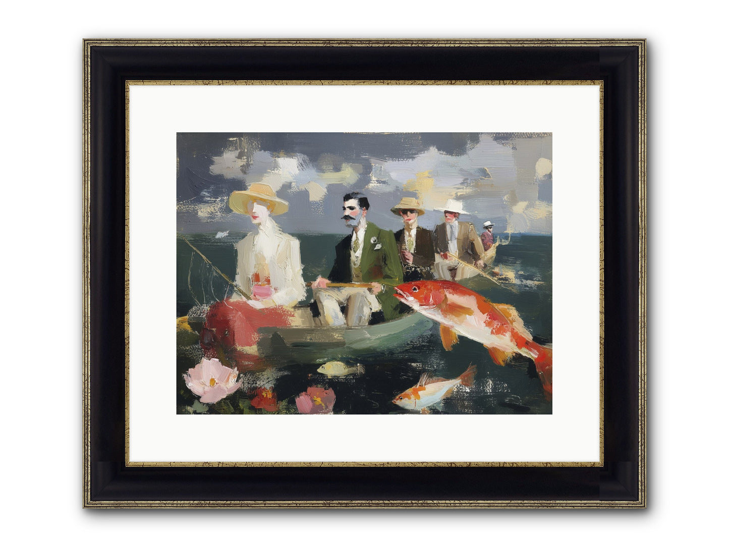 Angler's Aspirations Framed Print - Black & Gold 16x12