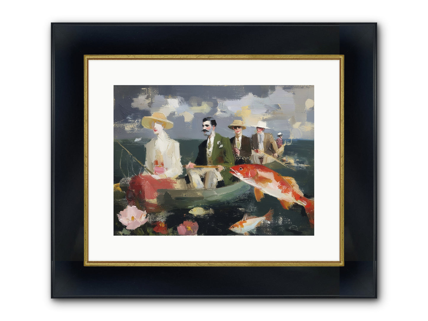 Angler's Aspirations Framed Print - Wide Black w/Gold 16x12