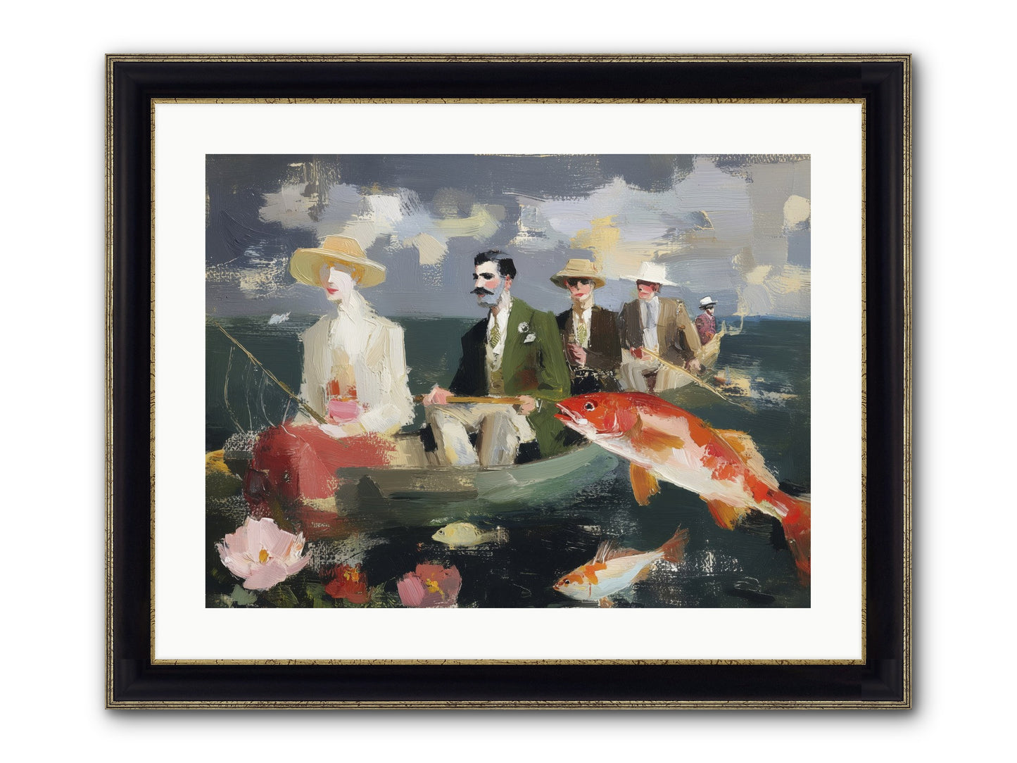 Angler's Aspirations Framed Print - Black & Gold 24x18