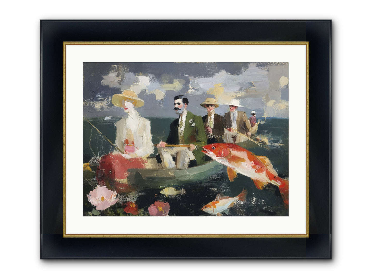 Angler's Aspirations Framed Print - Wide Black w/Gold 24x18