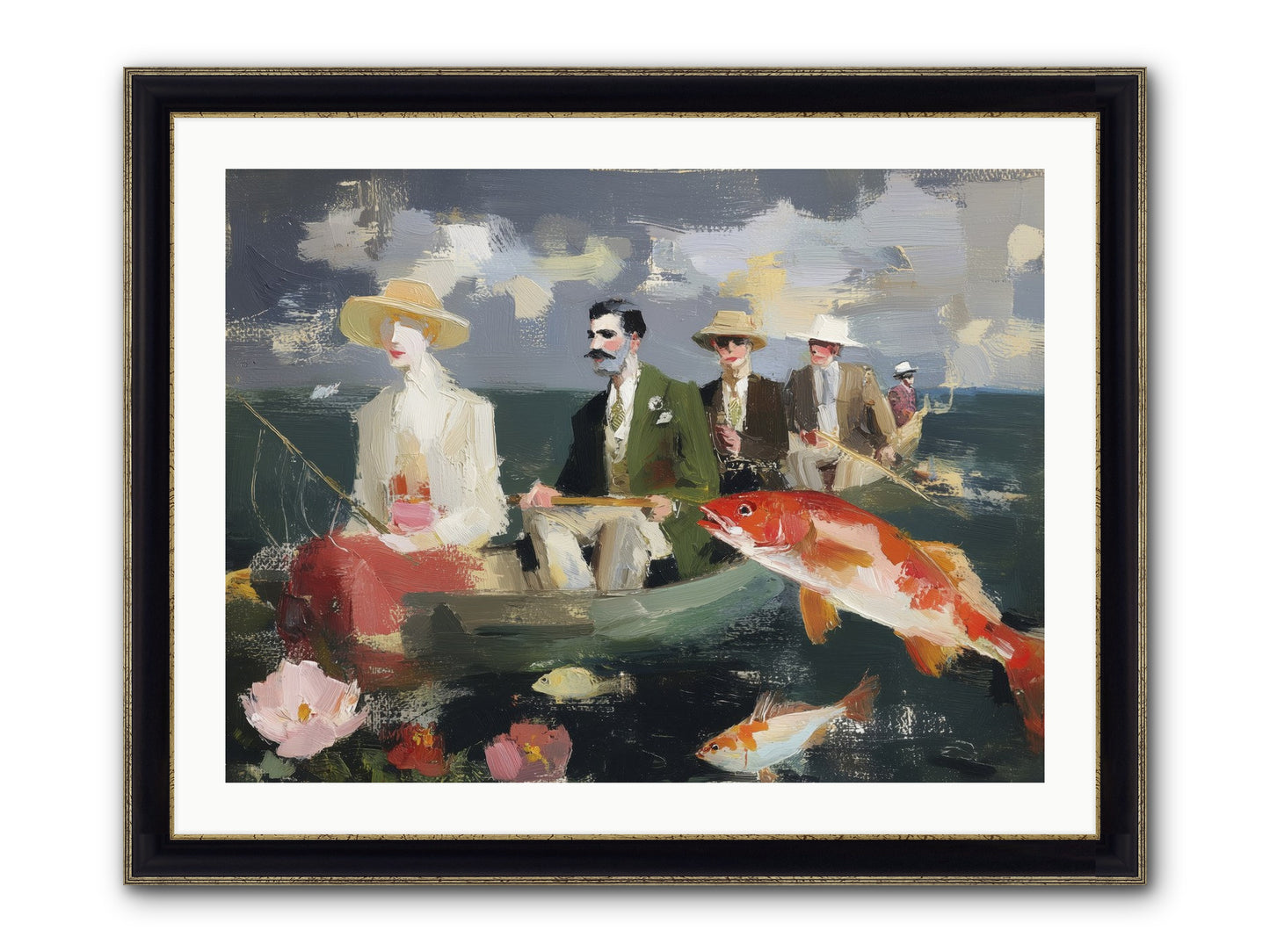 Angler's Aspirations Framed Print - Black & Gold 32x24