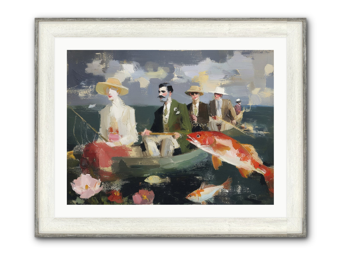 Angler's Aspirations Framed Print - Driftwood White 32x24