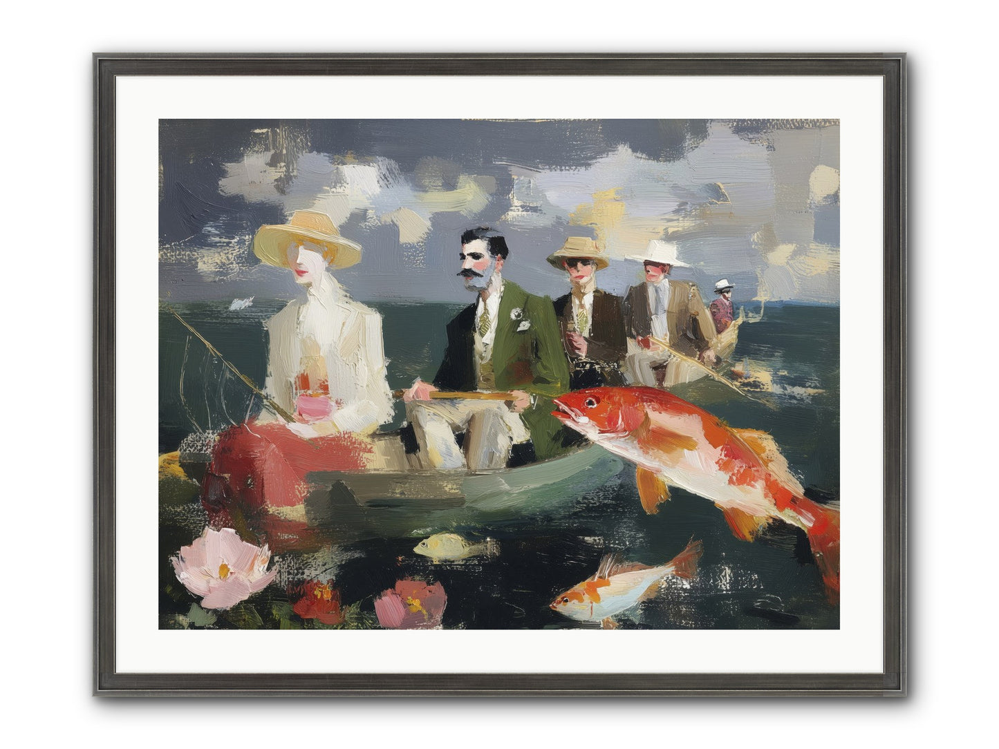 Angler's Aspirations Framed Print - Slimwoods Black/Silver 32x24