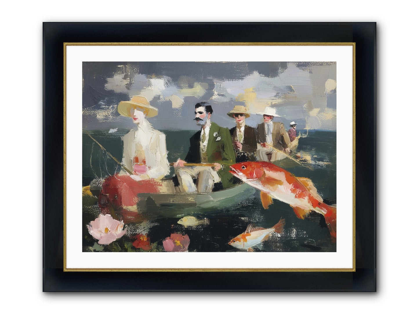 Angler's Aspirations Framed Print - Wide Black w/Gold 32x24