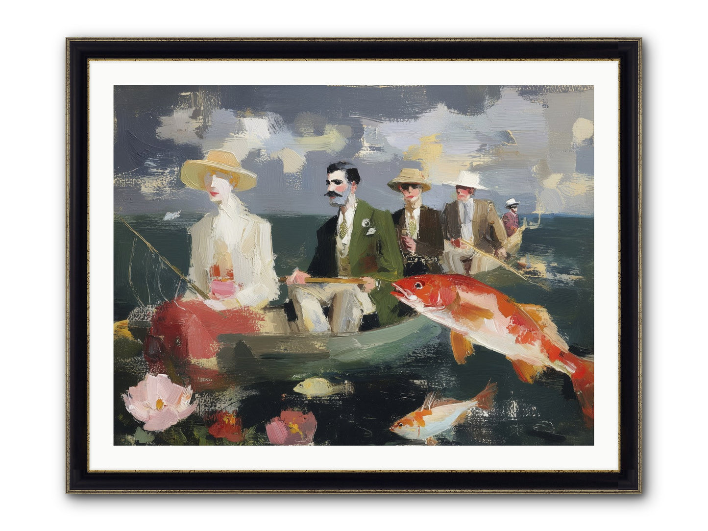 Angler's Aspirations Framed Print - Black & Gold 40x30