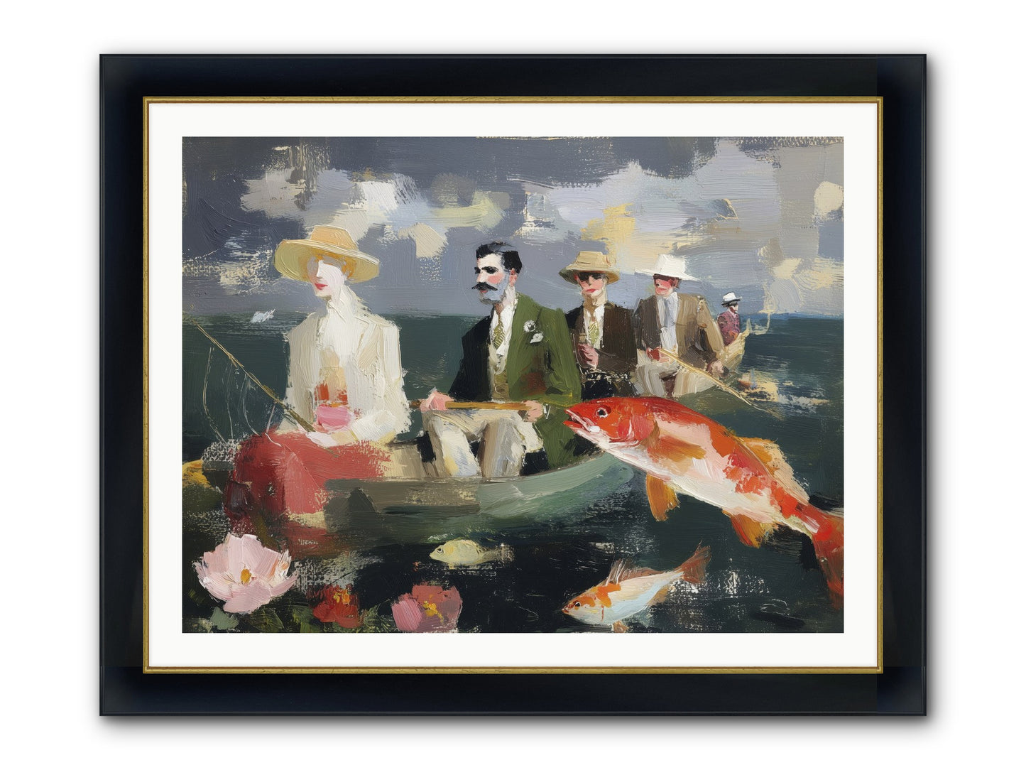 Angler's Aspirations Framed Print - Wide Black w/Gold 40x30