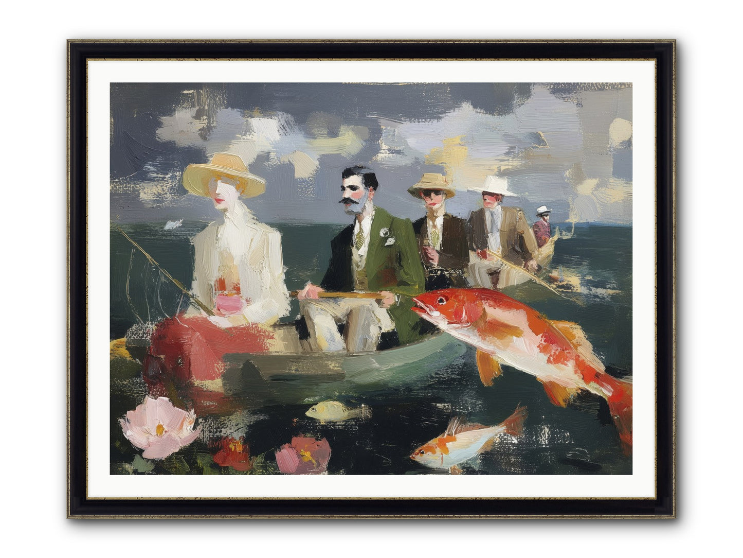 Angler's Aspirations Framed Print - Black & Gold 48x36