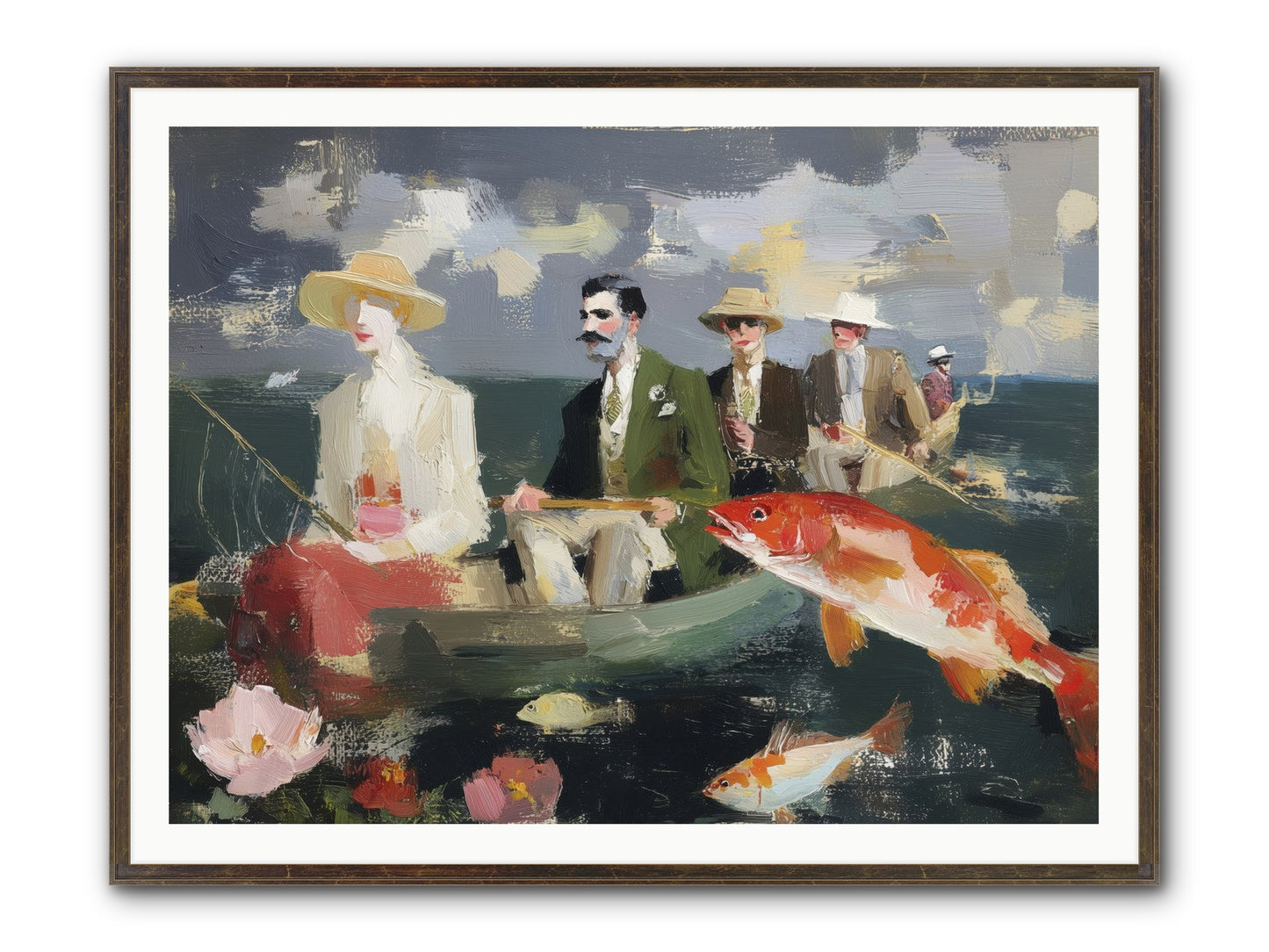 Angler's Aspirations Framed Print - Slimwoods Black/Gold 48x36