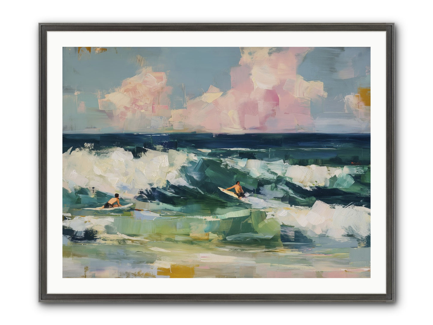 Anticipation's Edge Framed Print - Slimwoods Black/Silver 40x30