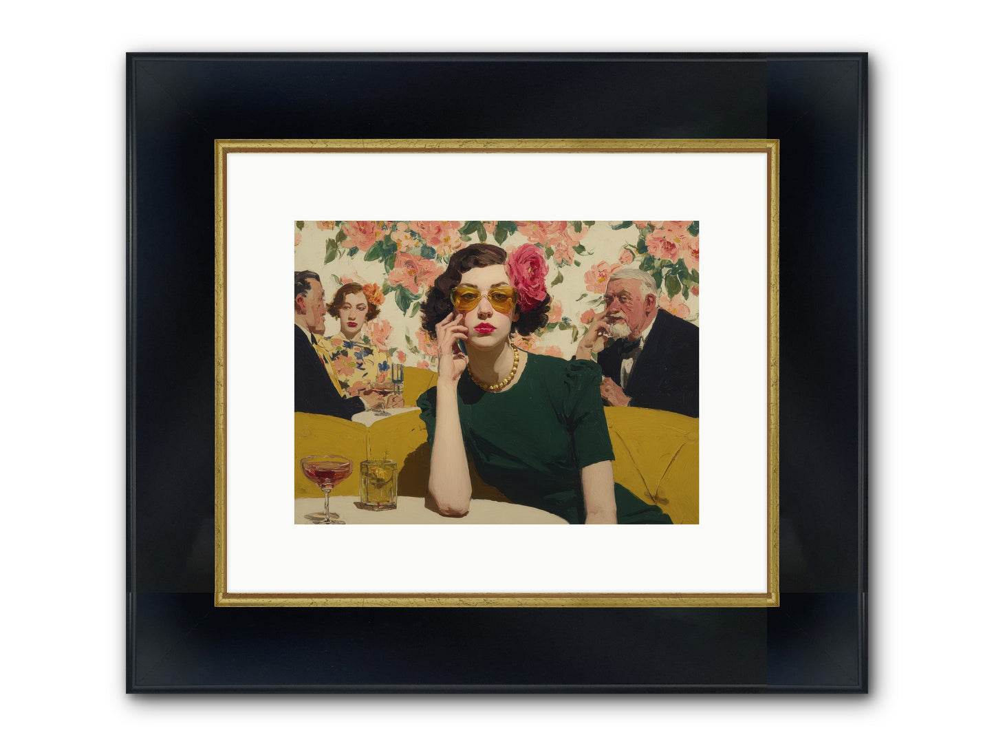 Appearing Interested Framed Print - Wide Black w/Gold 12x9