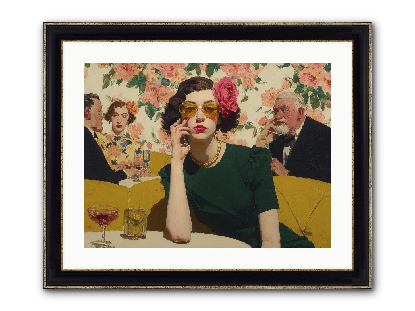Appearing Interested Framed Print - Black & Gold 24x18