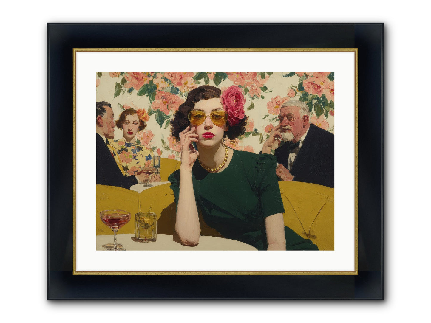 Appearing Interested Framed Print - Wide Black w/Gold 24x18