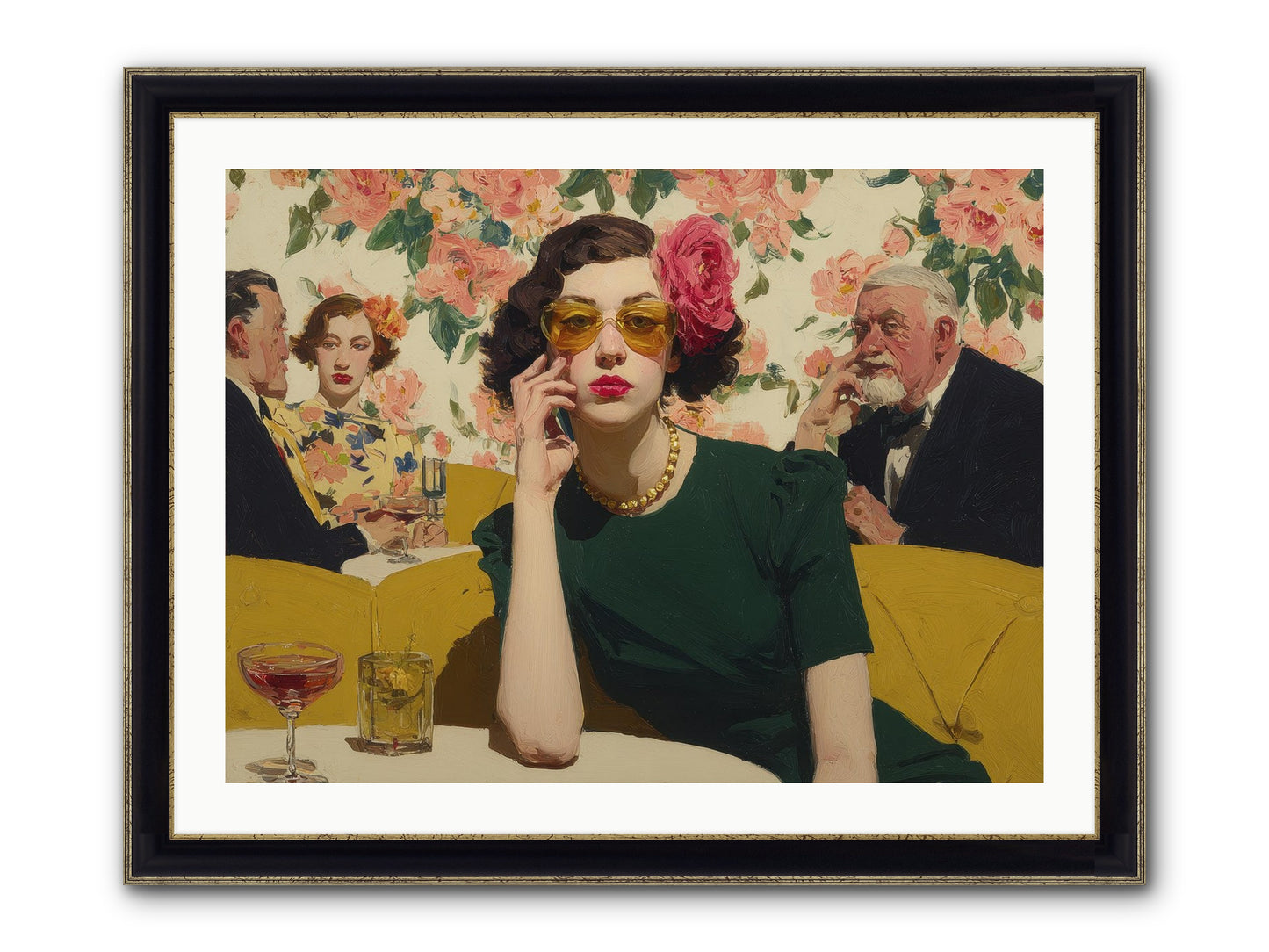 Appearing Interested Framed Print - Black & Gold 32x24