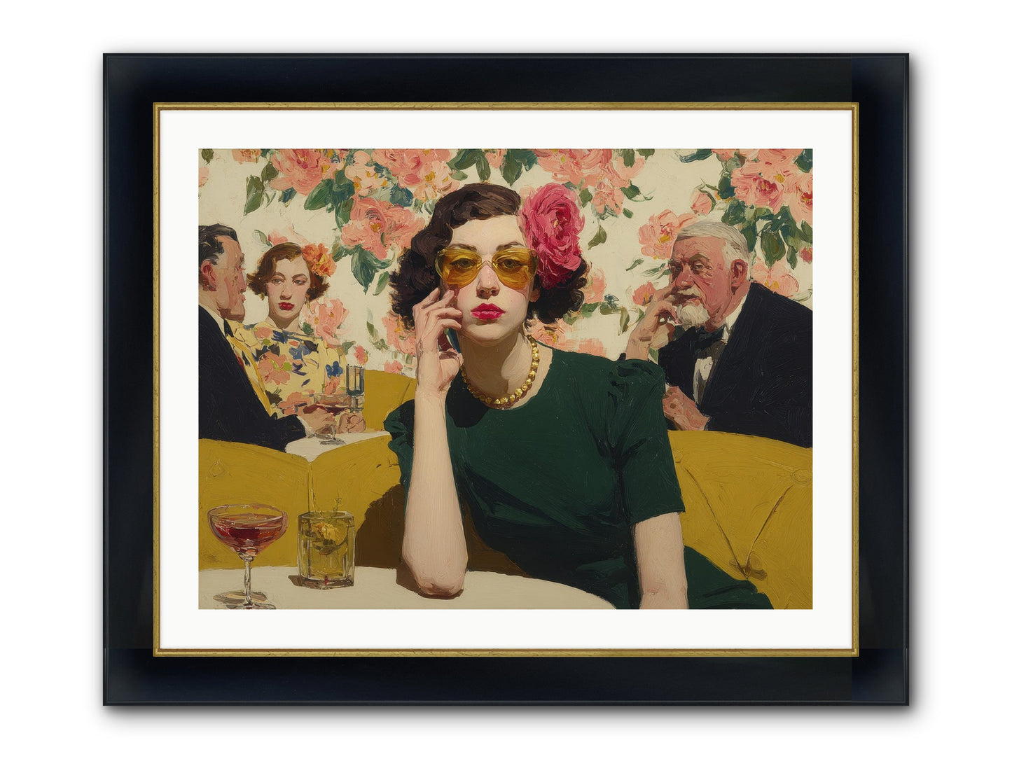 Appearing Interested Framed Print - Wide Black w/Gold 32x24