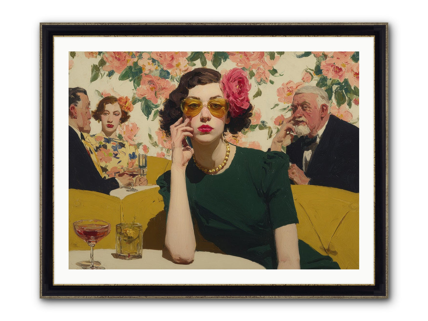 Appearing Interested Framed Print - Black & Gold 40x30