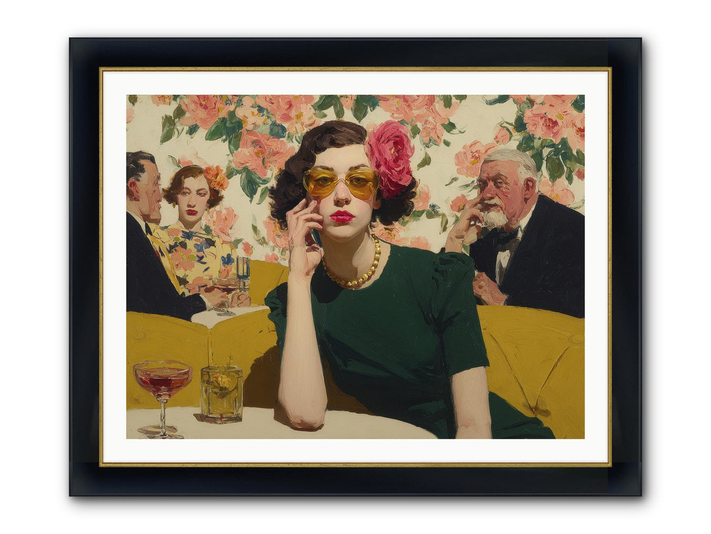 Appearing Interested Framed Print - Wide Black w/Gold 40x30