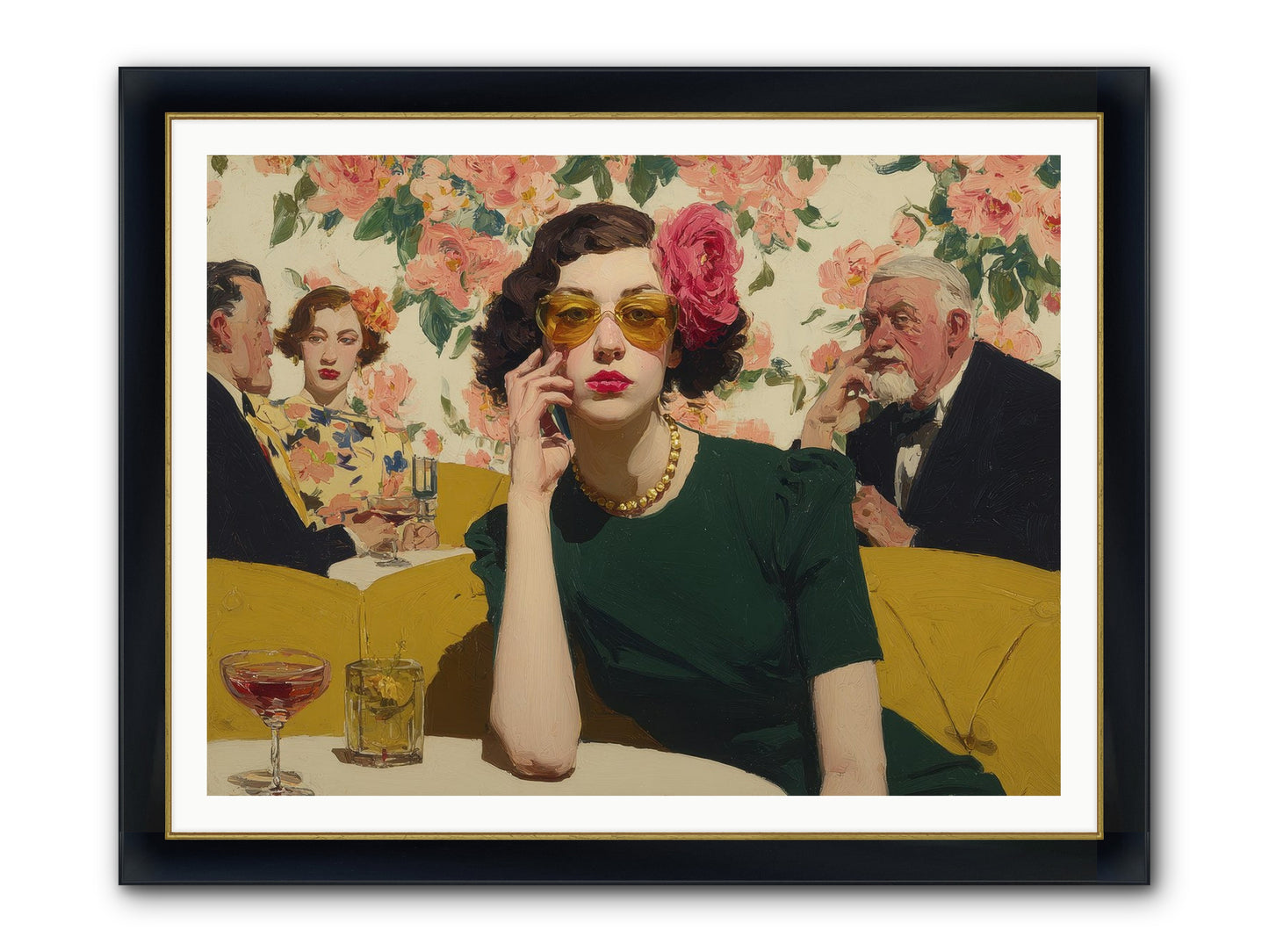 Appearing Interested Framed Print - Wide Black w/Gold 48x36