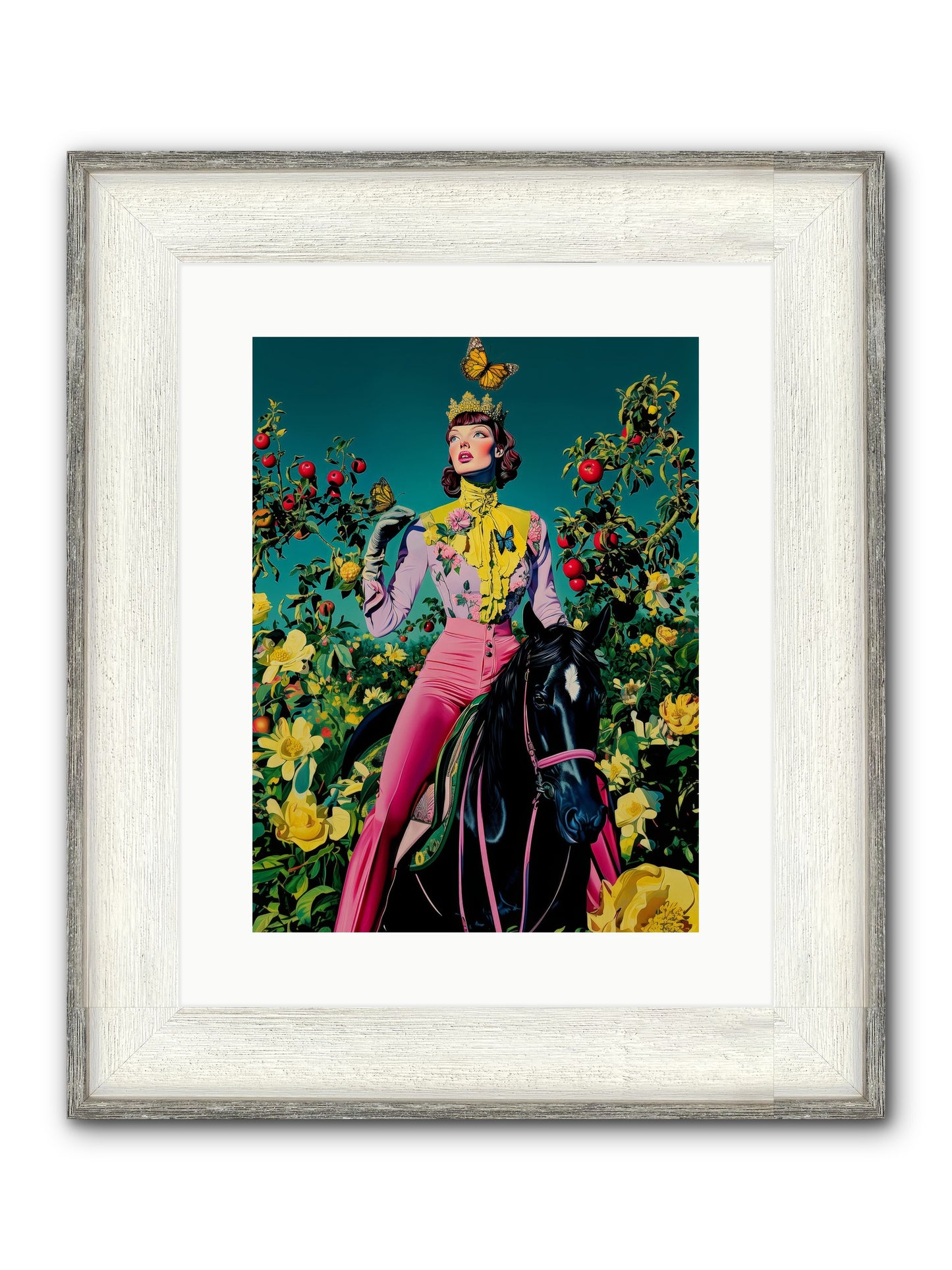 Apple Queen's Butterfly Ball Framed Print - Driftwood White 12x16