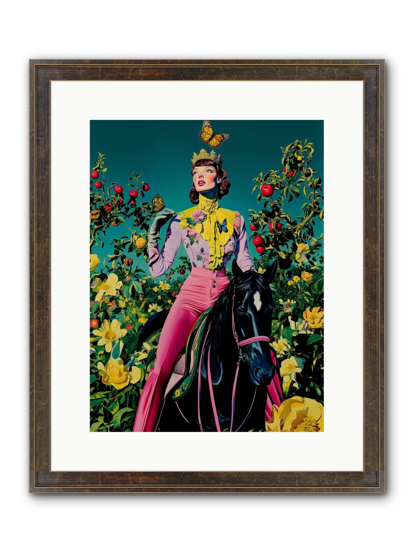Apple Queen's Butterfly Ball Framed Print - Slimwoods Black/Gold 12x16