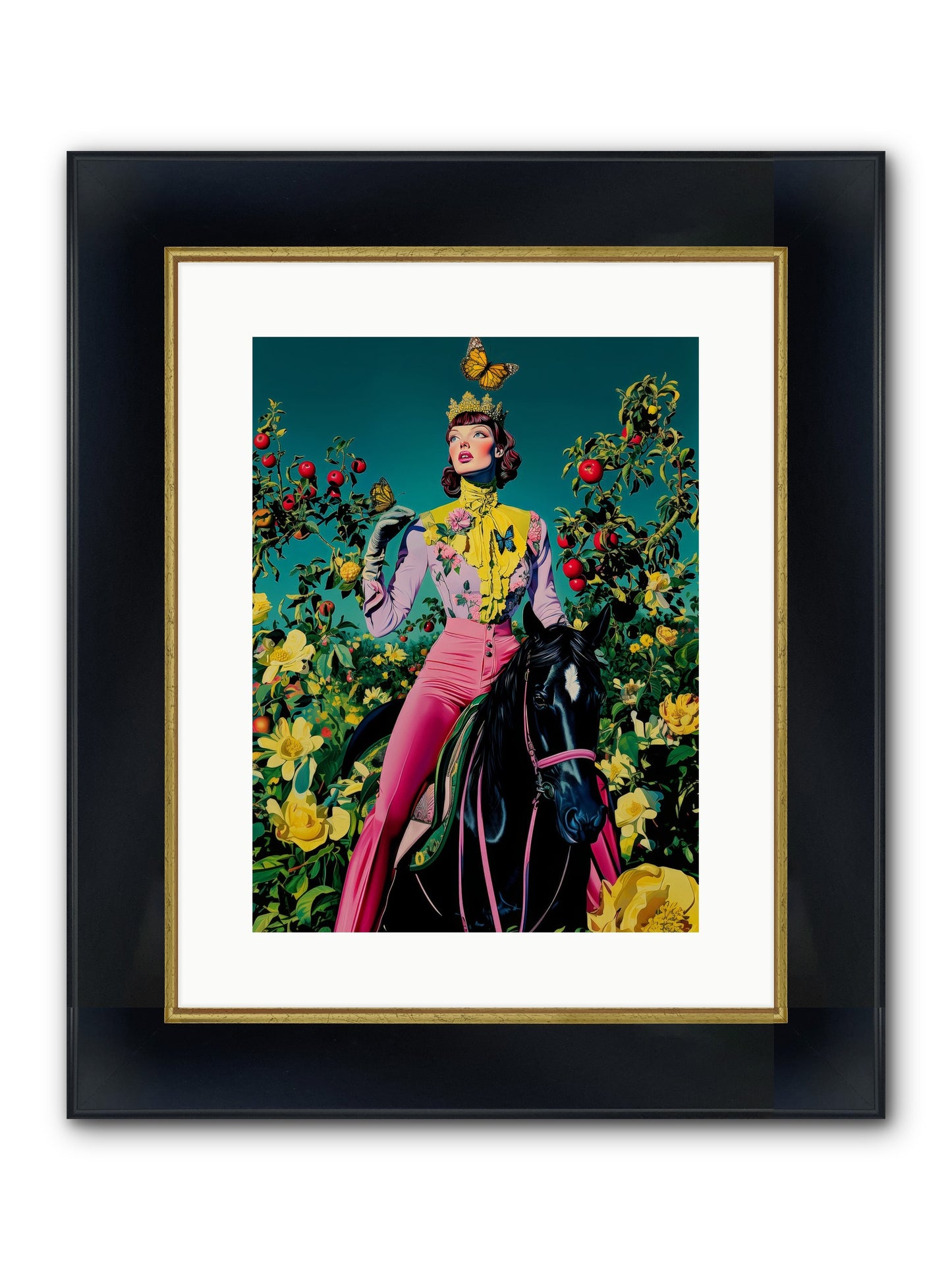 Apple Queen's Butterfly Ball Framed Print - Wide Black w/Gold 12x16
