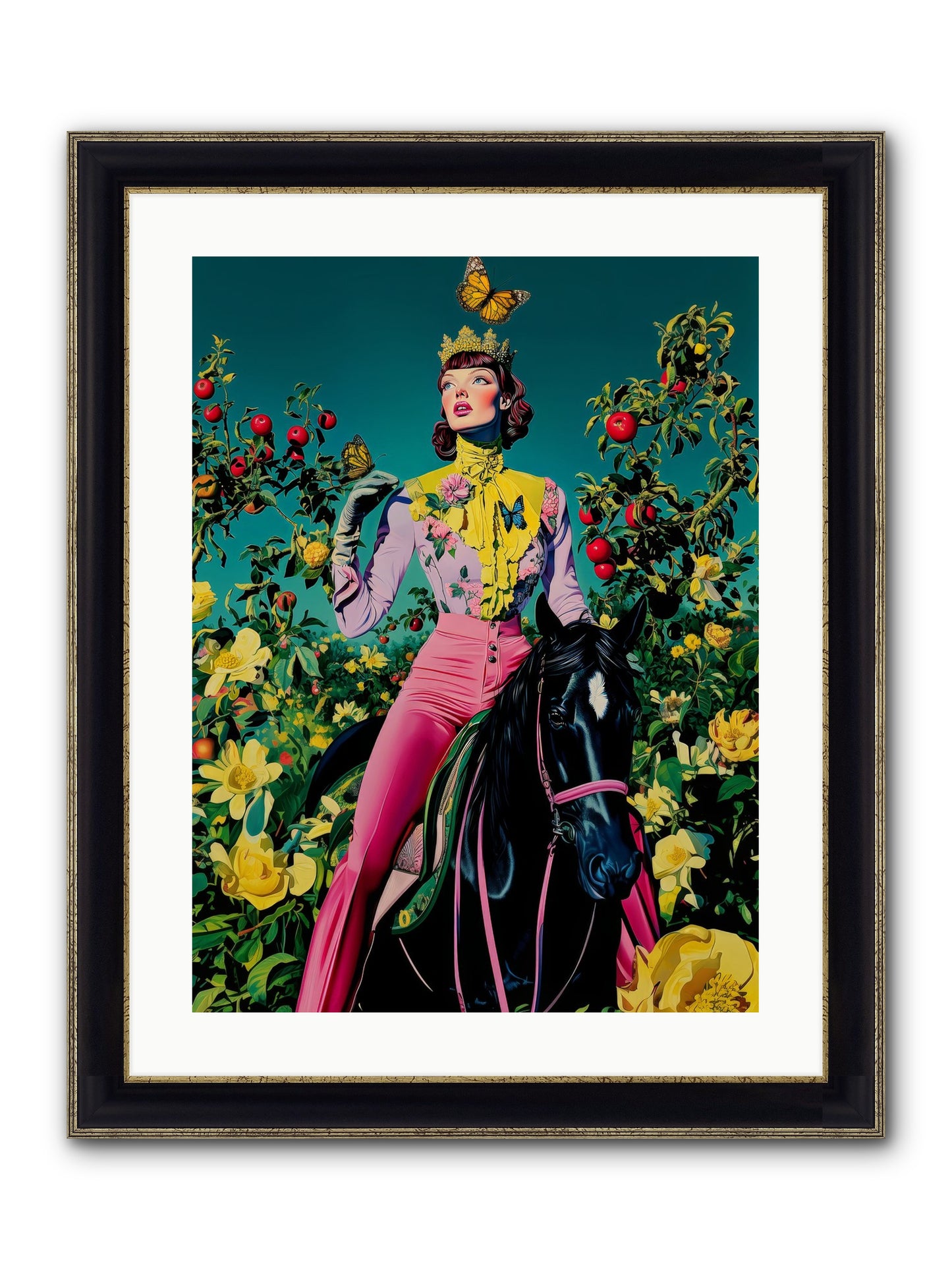Apple Queen's Butterfly Ball Framed Print - Black & Gold 18x24